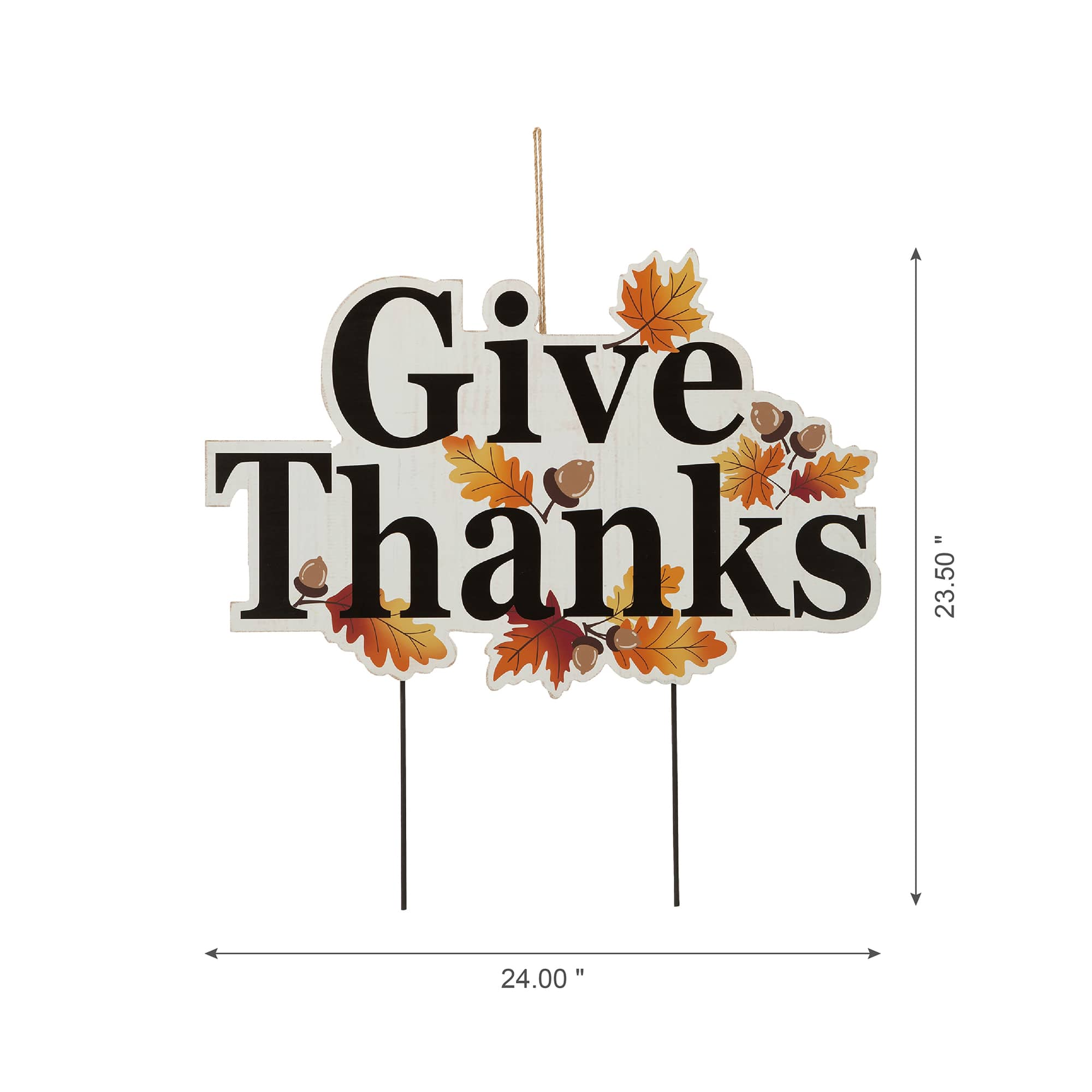 Glitzhome&#xAE; 24&#x22; Give Thanks Yard Stake or Hanging Wall D&#xE9;cor