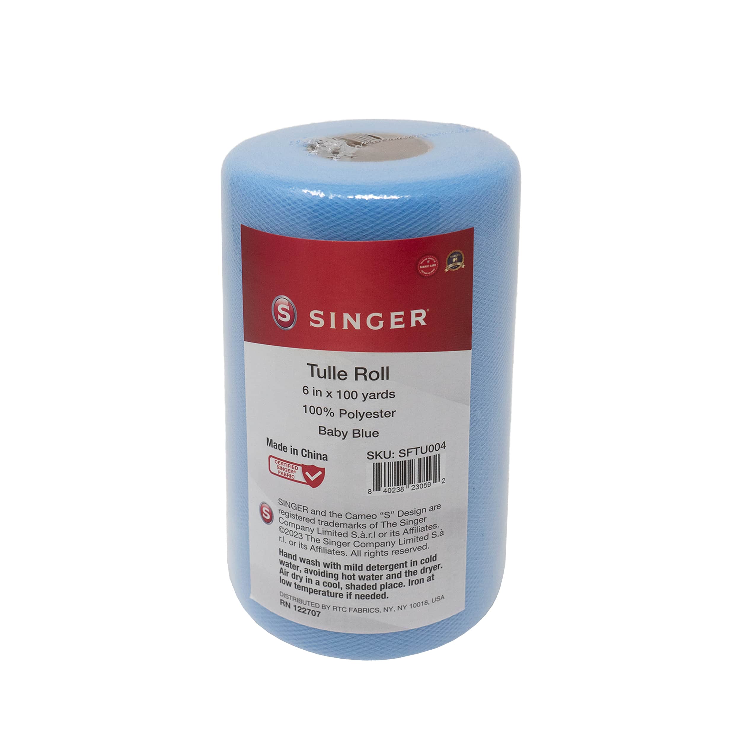 SINGER® Baby Blue Tulle Fabric Roll, 6" x 100yd.