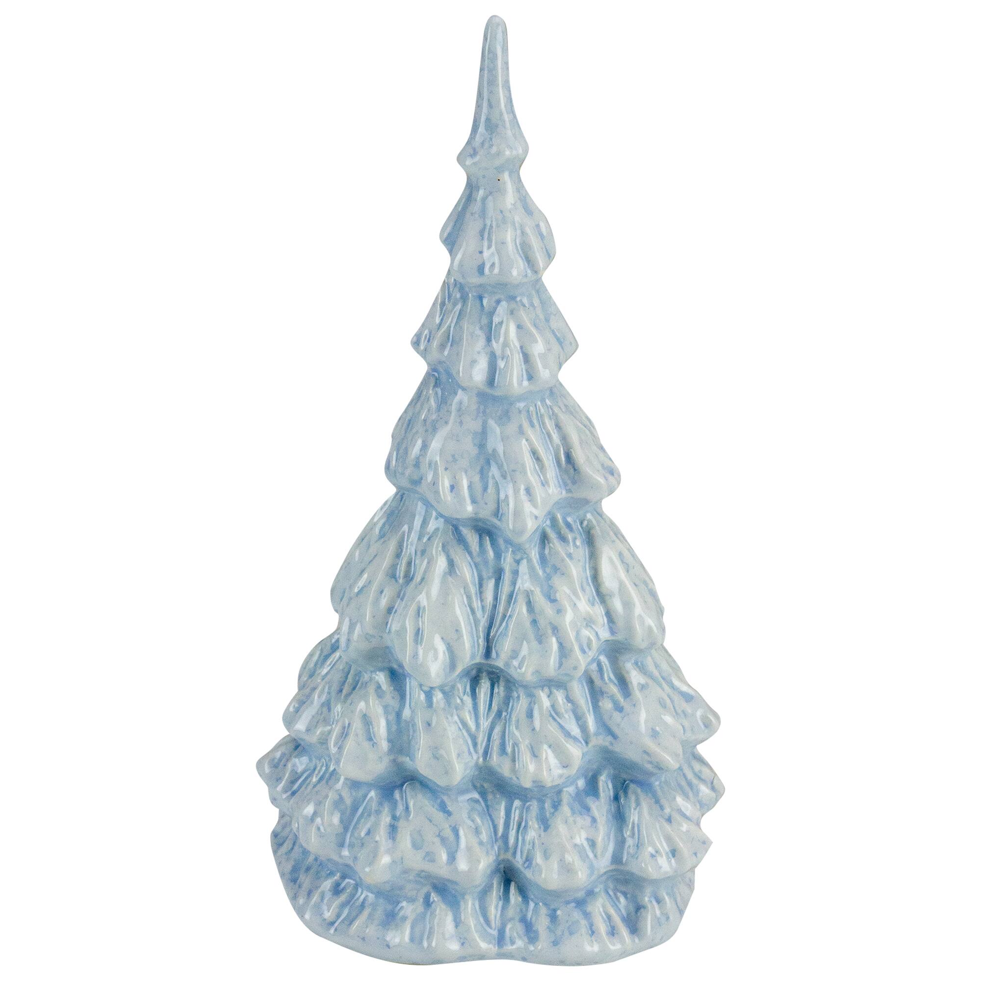 10.5&#x22; Blue &#x26; White Textured Christmas Tree Tabletop D&#xE9;cor
