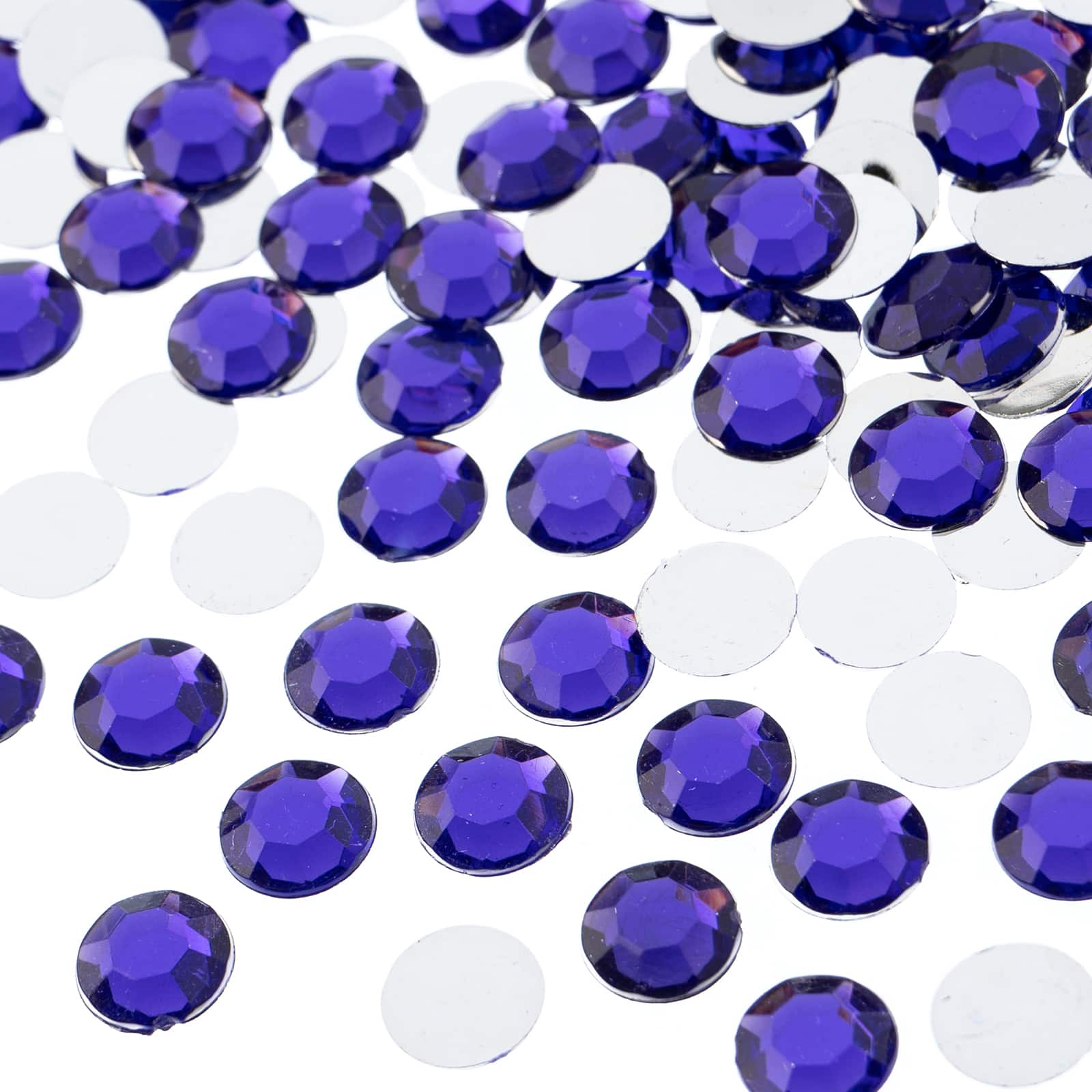 John Bead Acrylic Round Flat Back Rhinestones, 10mm