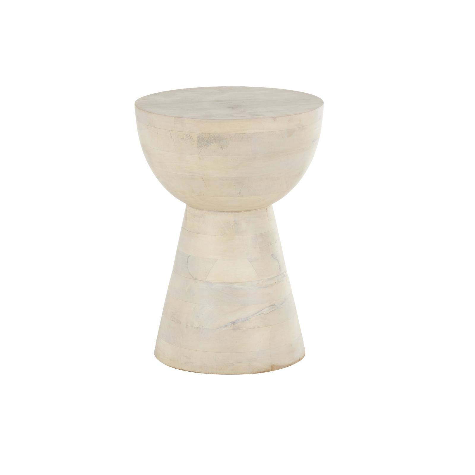 18.25" Cream Mango Wood Accent Table
