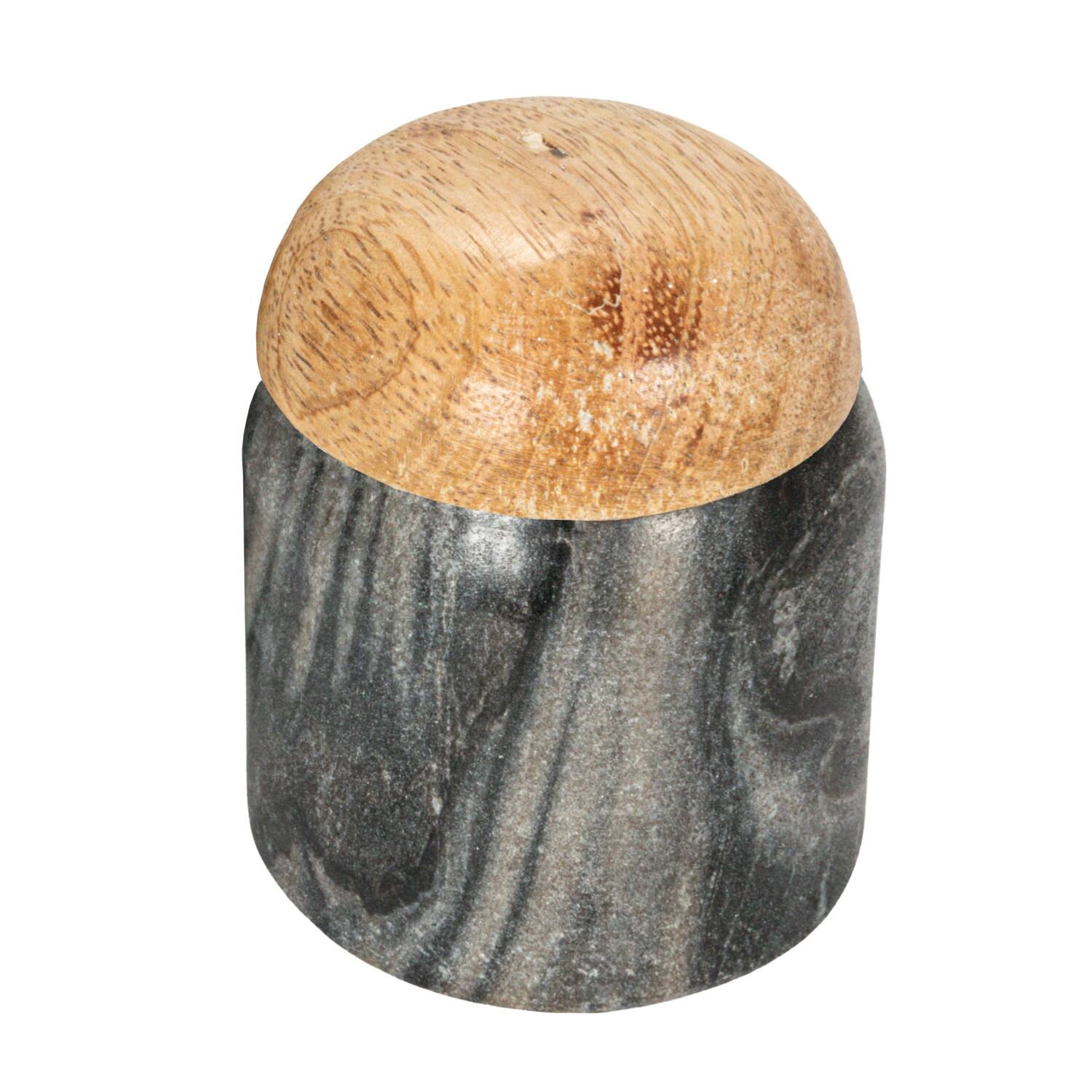 Hello Honey® 3.25" Gray Marble & Mango Wood Pinch Pot with Lid