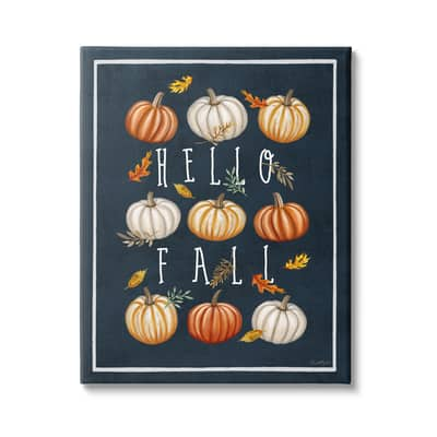 Stupell Industries Hello Fall Mixed Pumpkins Canvas Wall Art | Michaels