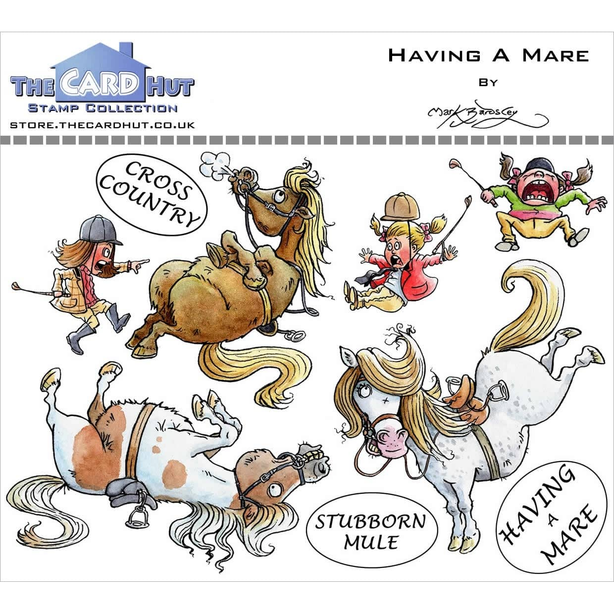 The Card Hut Pets Having A Mare Clear Stamps by Mark Bardsley