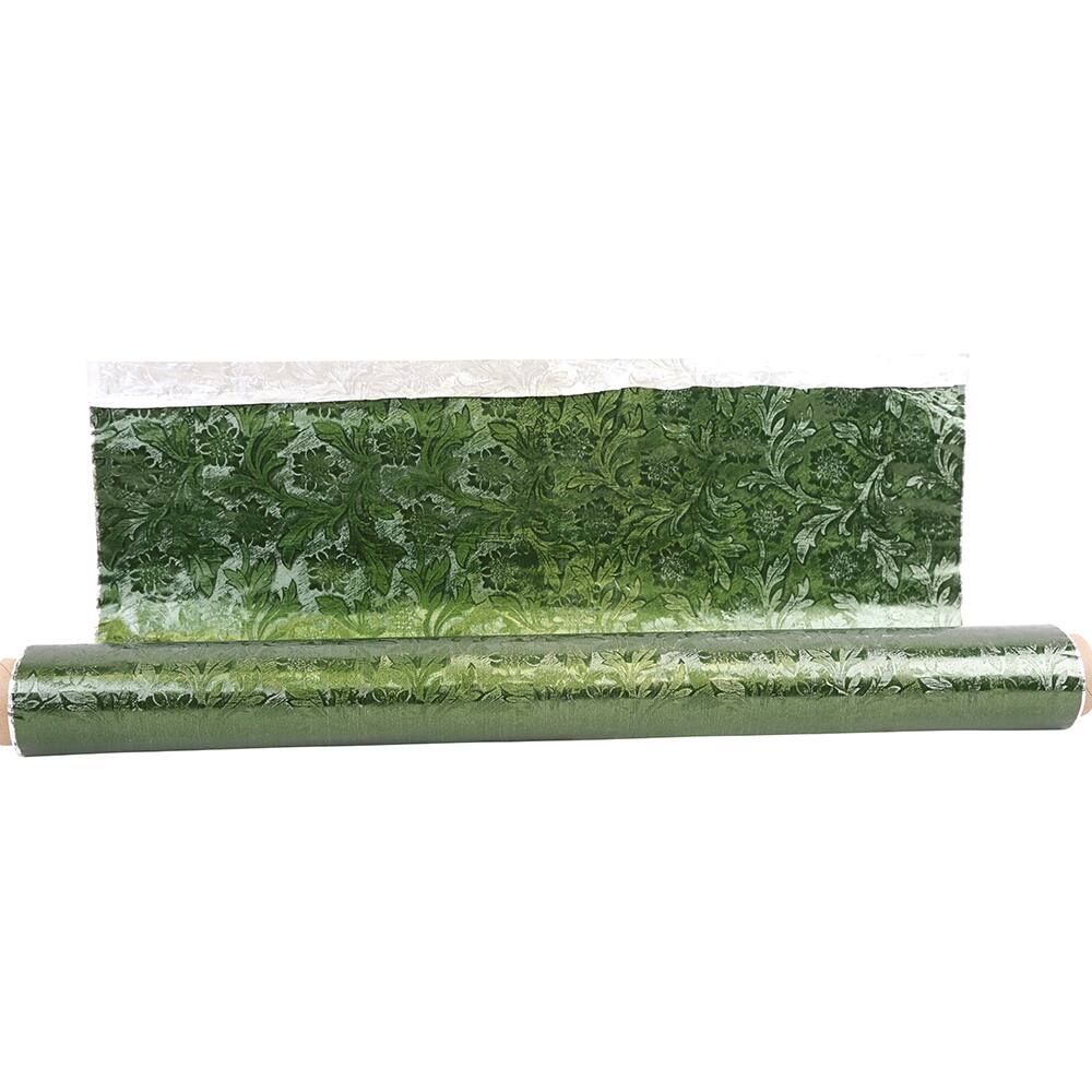 Embossed Floral Foil Wrapping Paper - Silver Metallic Craft Paper 15.7x46 Feet For Gifts Cake Boards