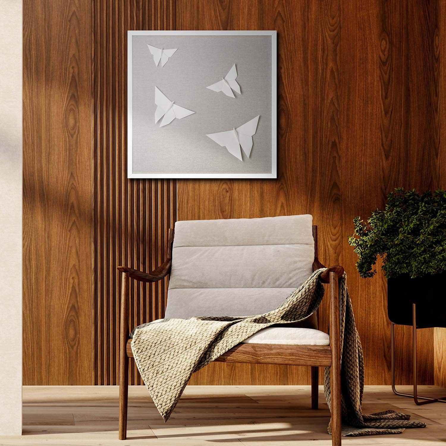 American Art Decor Frozen in Flight Paper & Linen Shadowbox Art - 18" x 18"