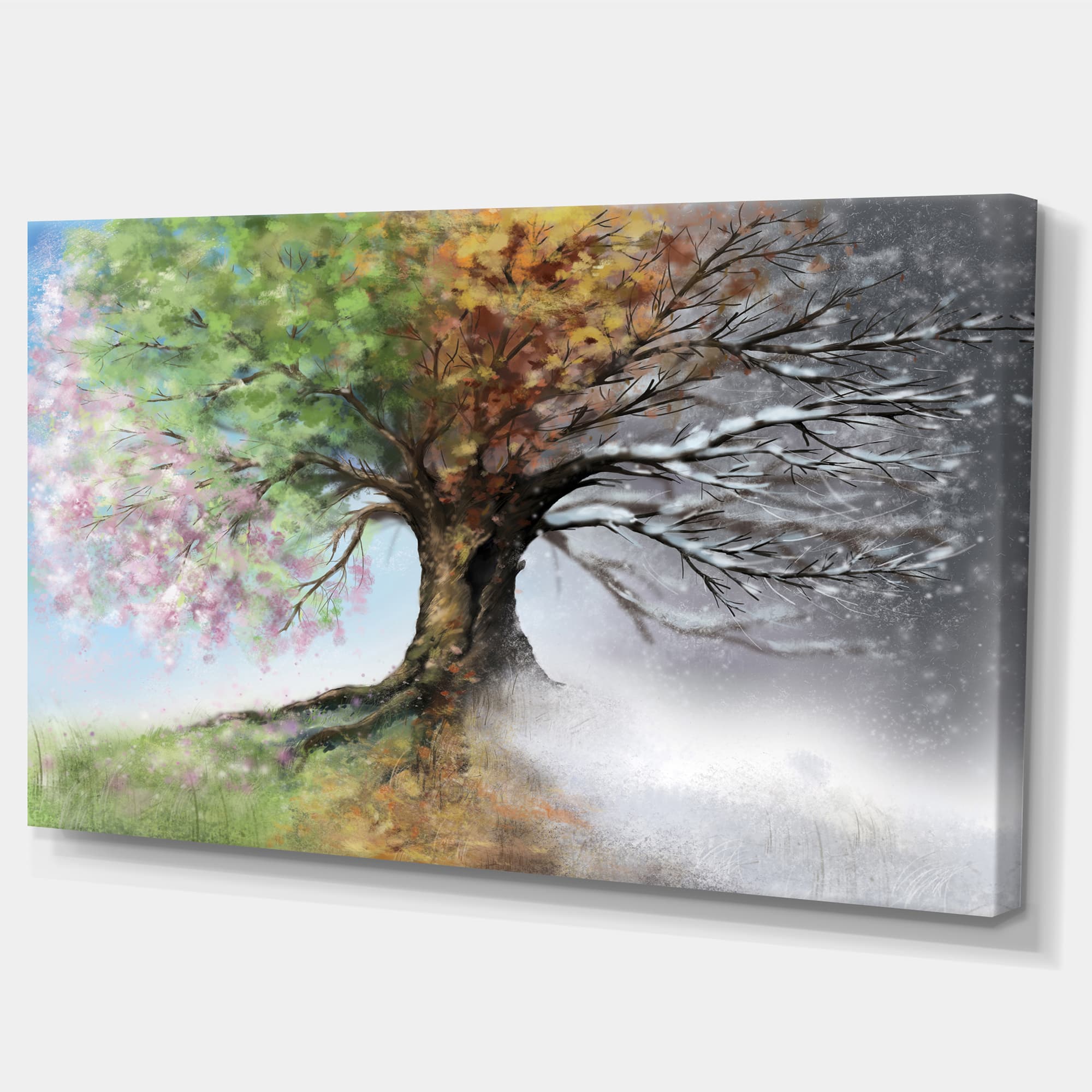 Designart - Tree with Four Seasons - Large Tree Painting Canvas Art Print