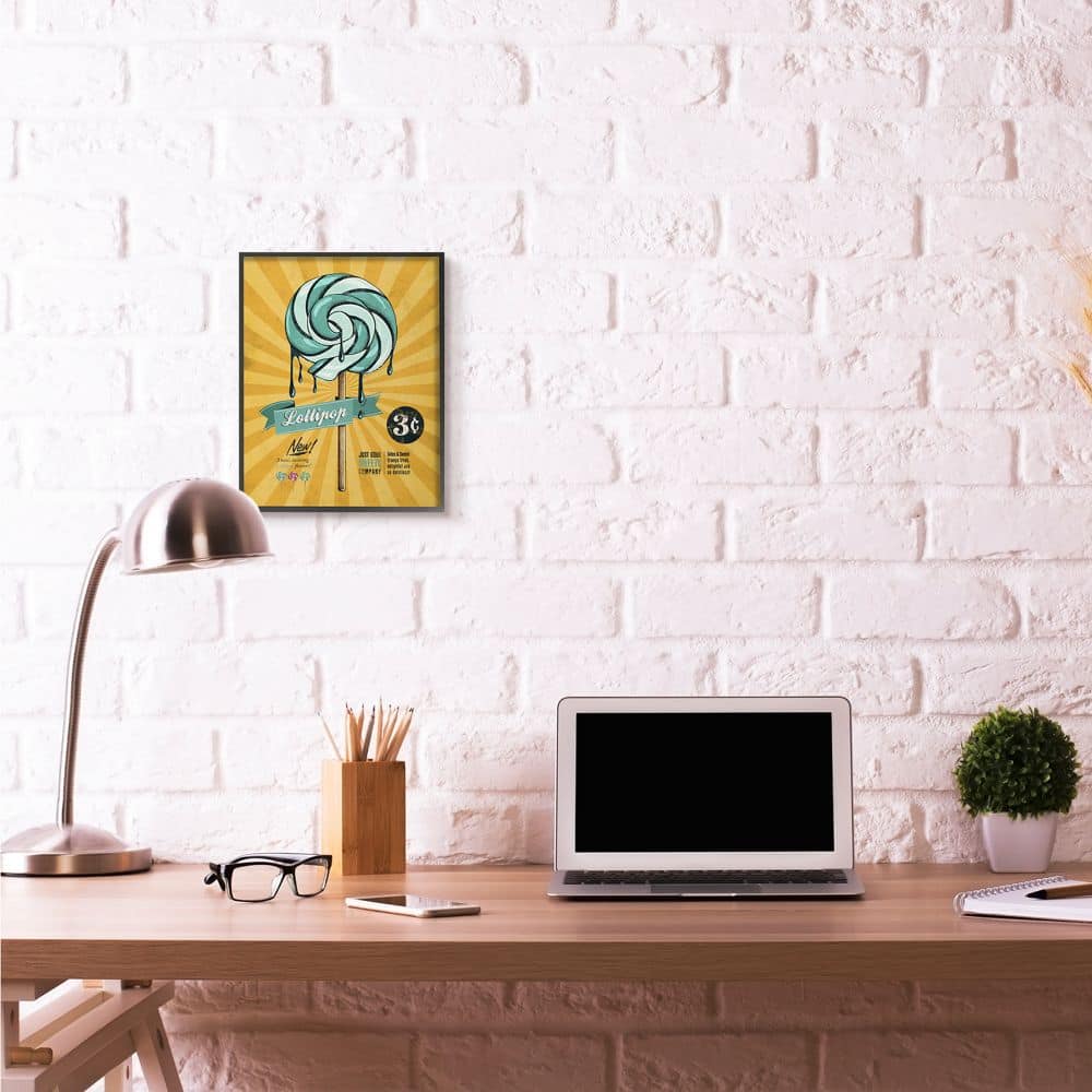 Stupell Industries Yellow &#x26; Blue Vintage Lollipop Wall Art with Black Frame