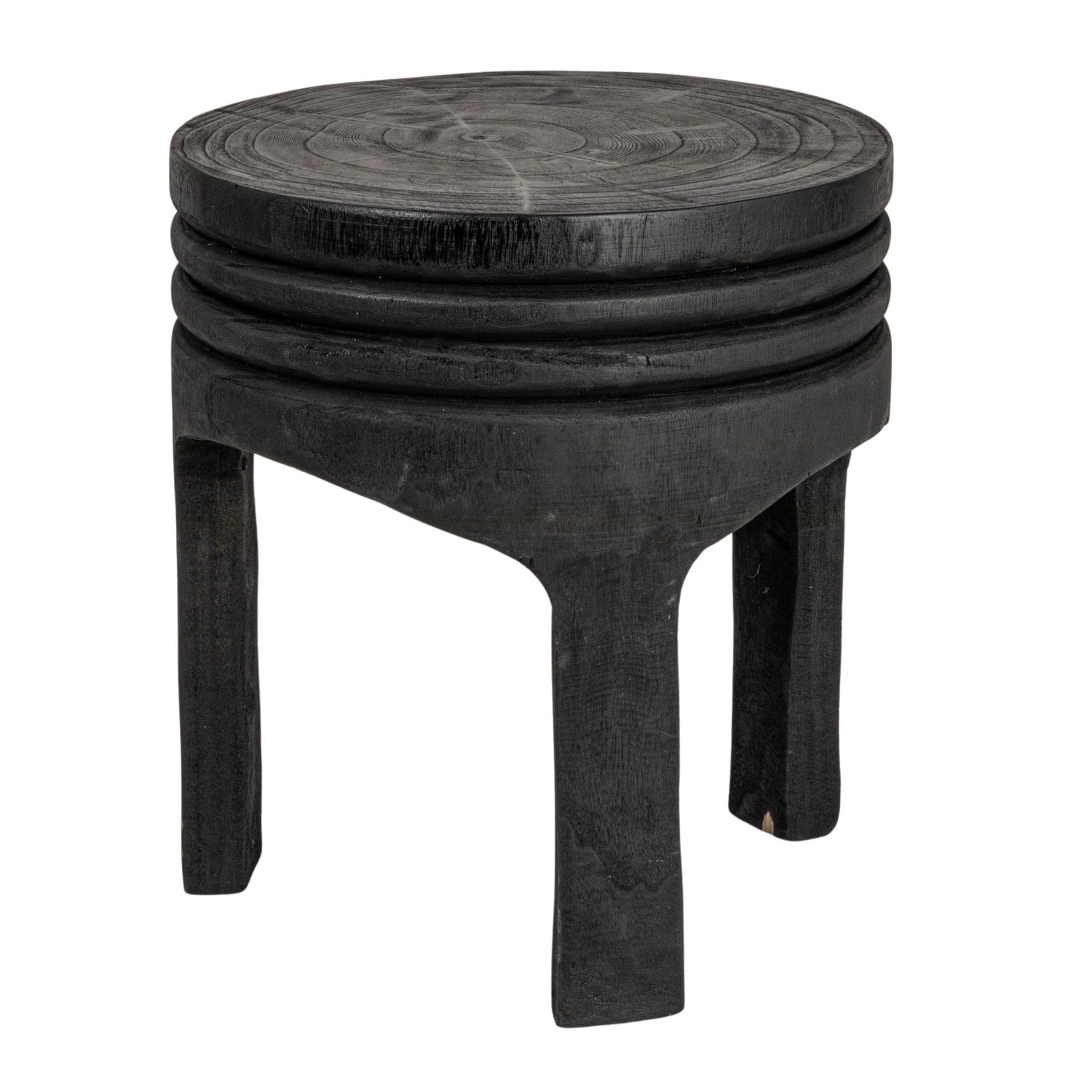 Hello Honey® 15.8" Round Paulownia Wood Carved Stool