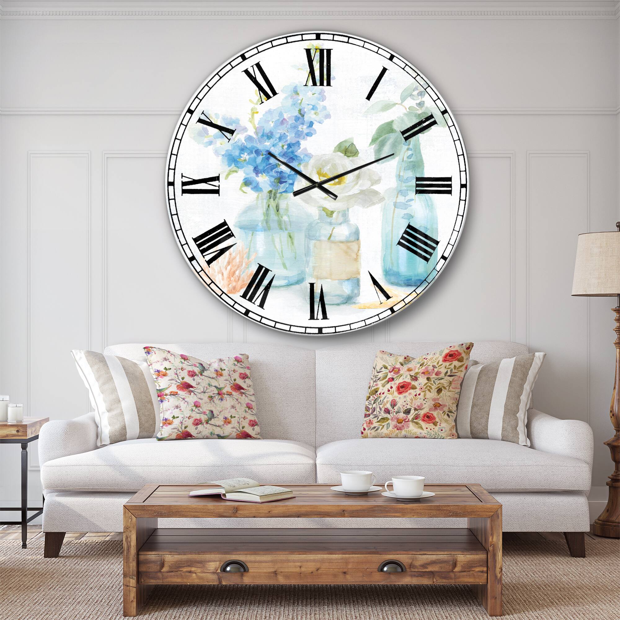 Designart Cottage Florals II Farmhouse Wall Clock