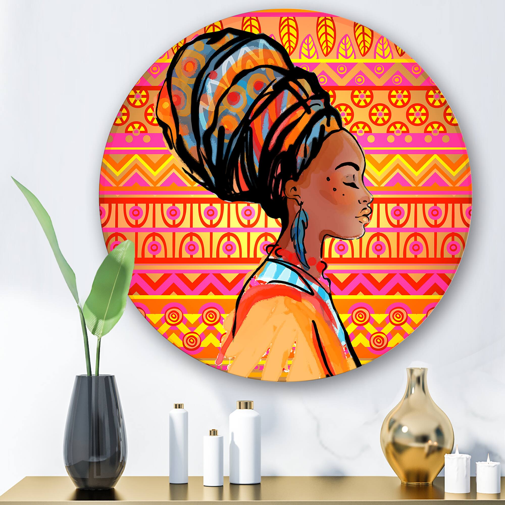 Designart - Portrait of Afro American Woman With Turban I