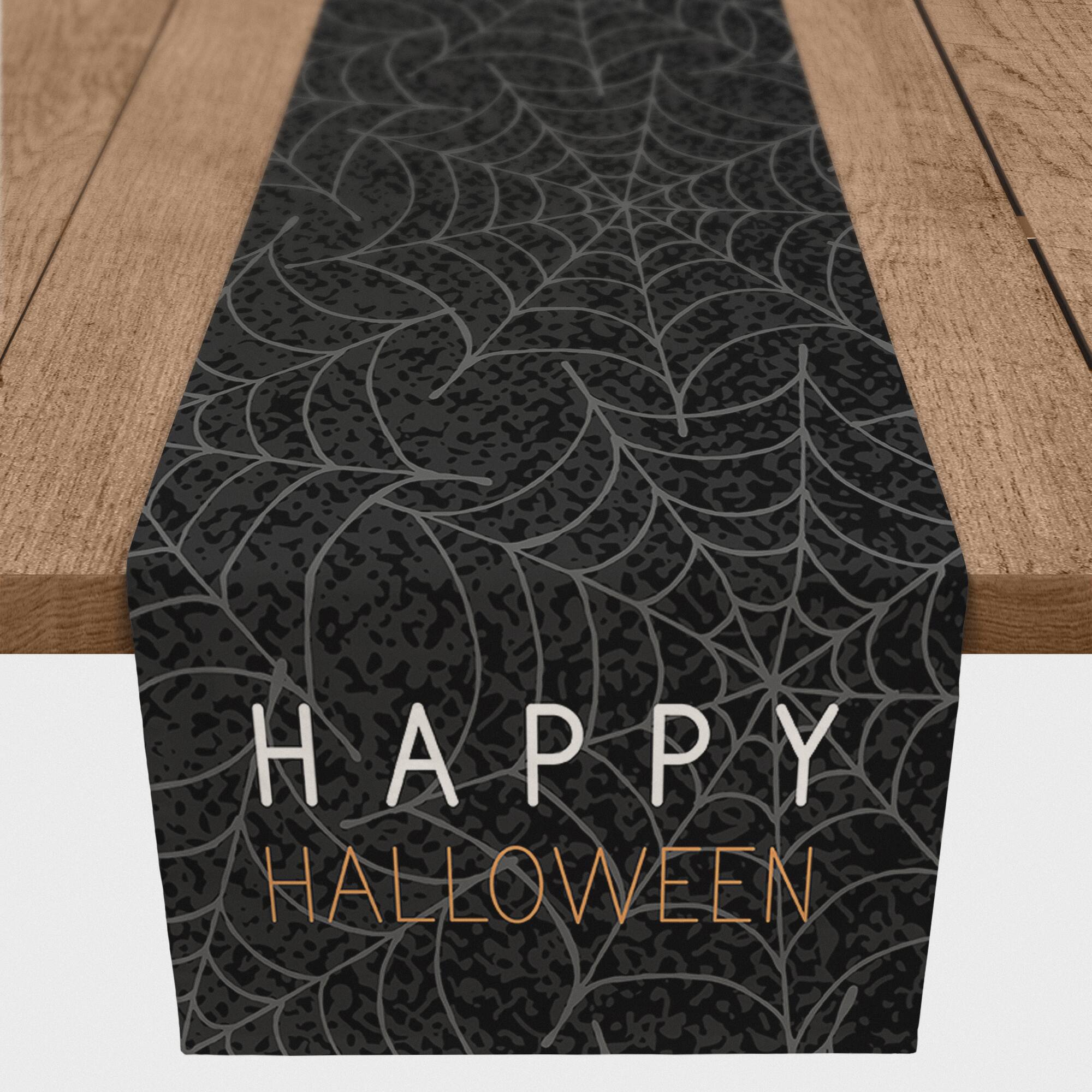 Happy Halloween Spider Webs 16" x 72" Cotton Twill Runner