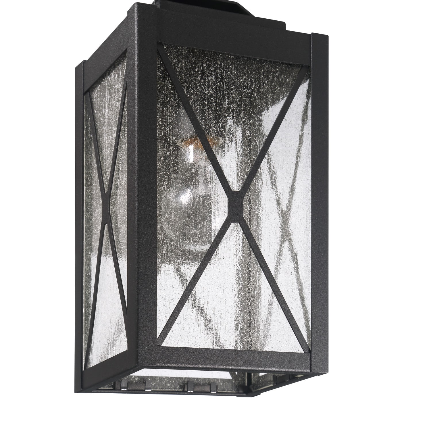 Charleston Matte Black Farmhouse Rectangular Metal &#x26; Glass Wall Mounted Outdoor Light