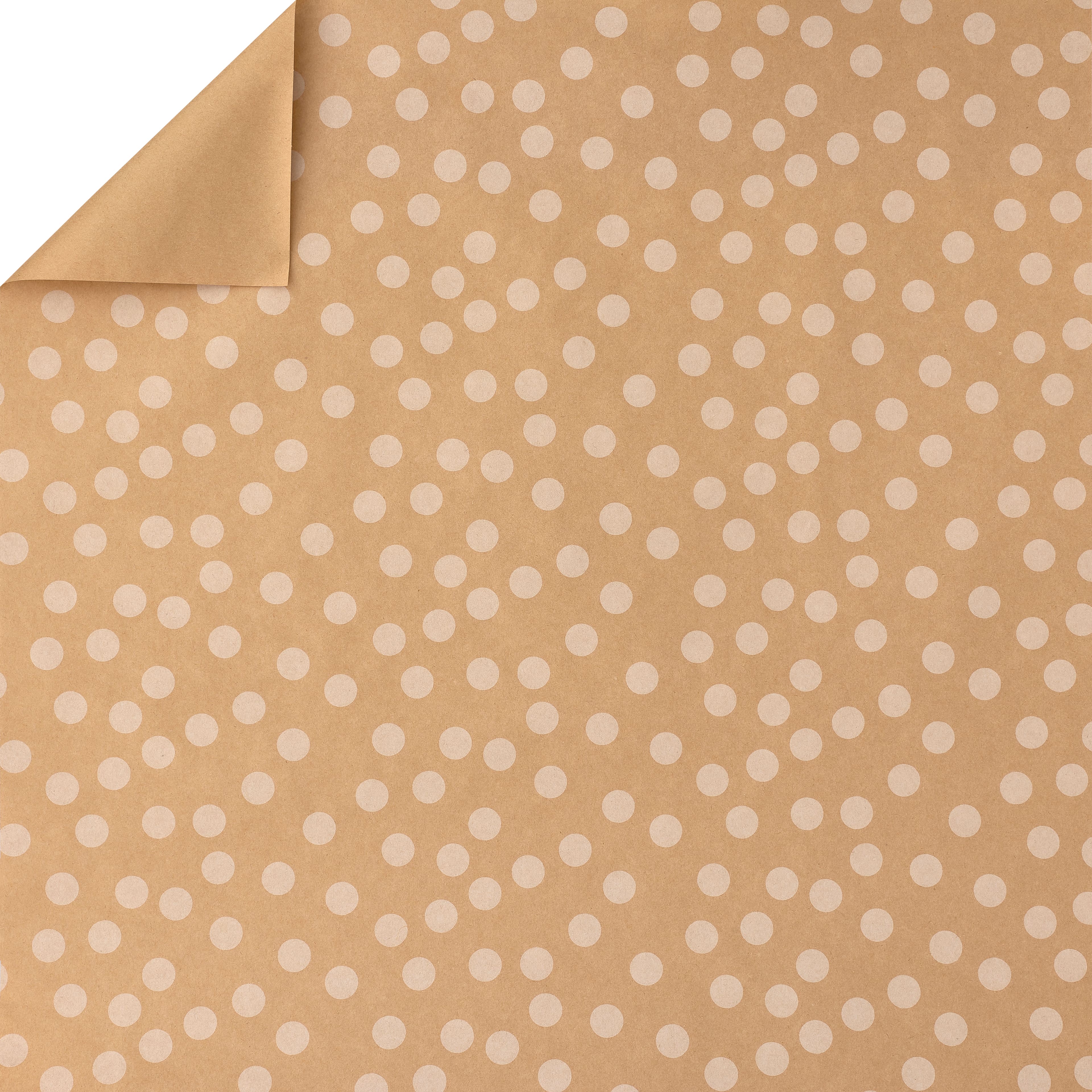 Kraft And Gold Polka Dots Wrapping Paper, 3-Roll, 30, 60 Total Sq