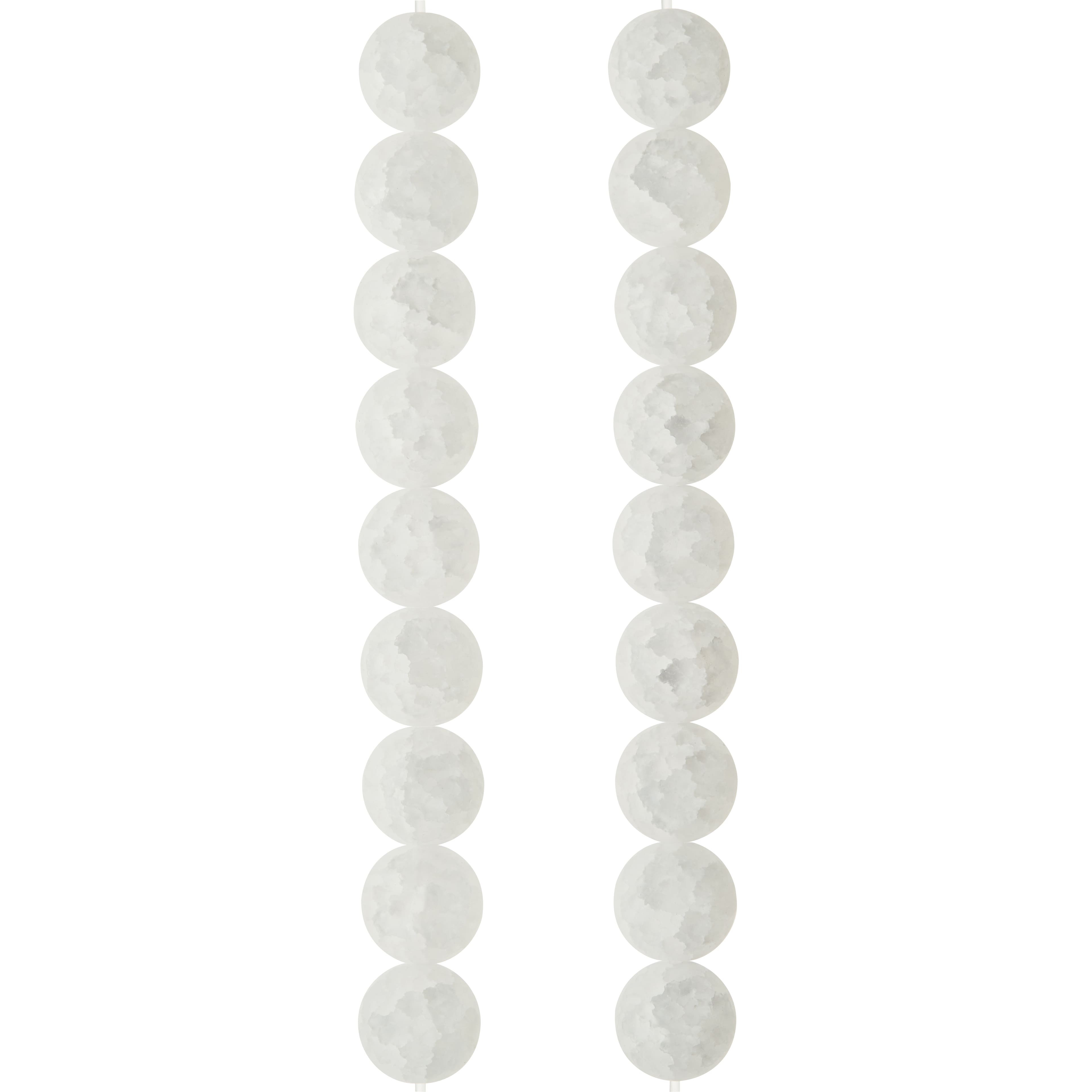 12 Pack: White Quartz Round Beads, 10mm by Bead Landing&#x2122;