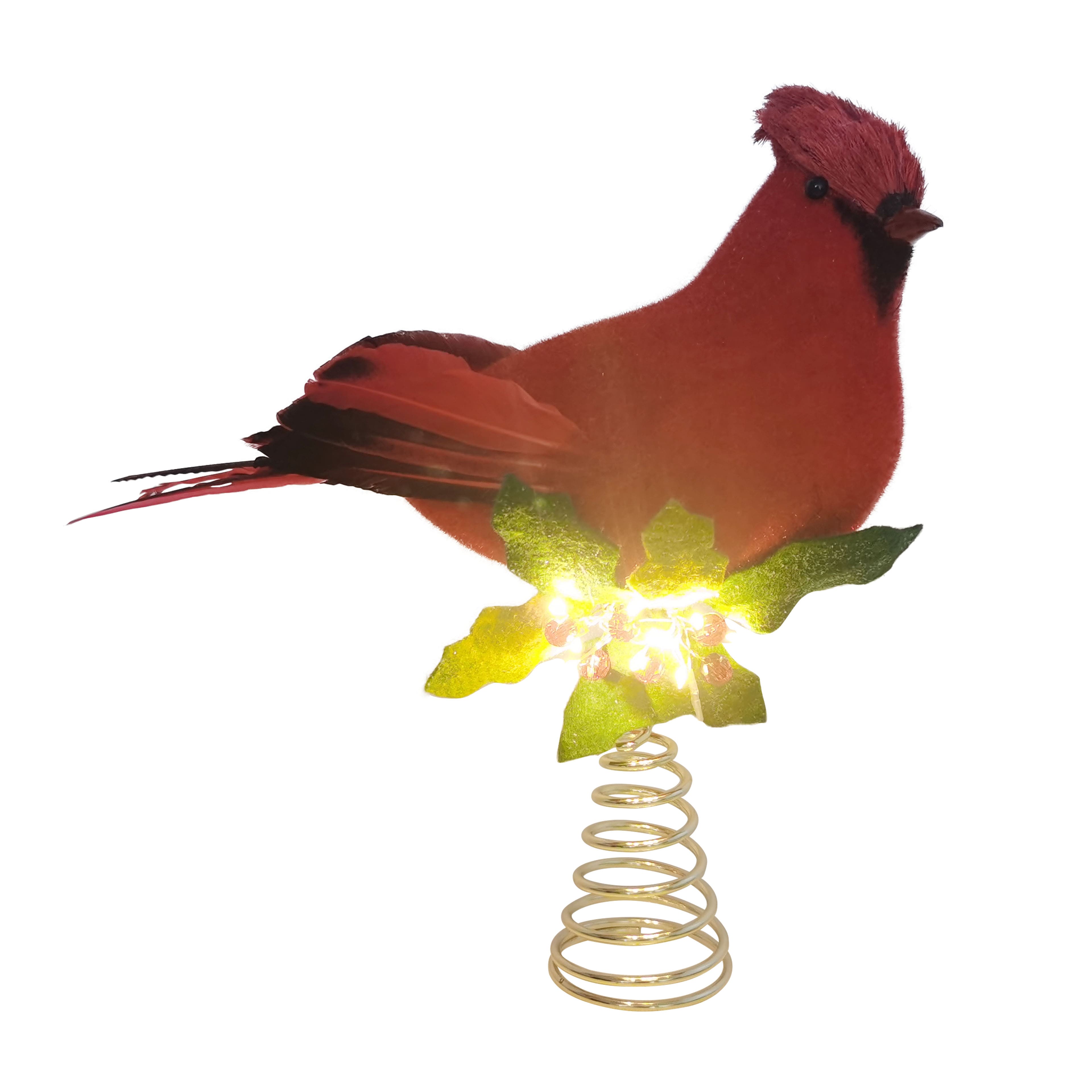13&#x22; Cardinal with Holly Lighted Tree Topper by Ashland&#xAE;