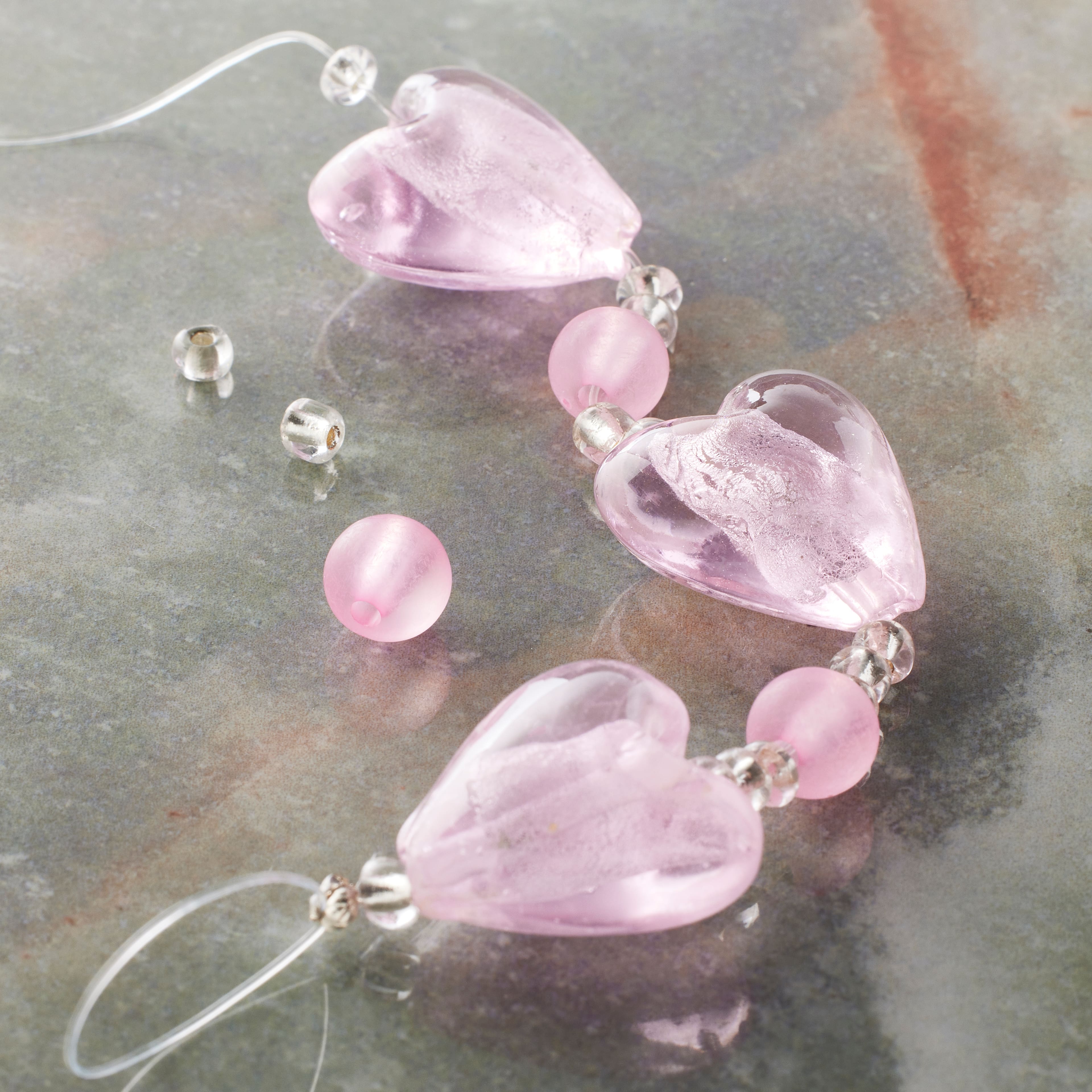 12 Pack: Pink Heart Lampwork Glass Bead Mix by Bead Landing™