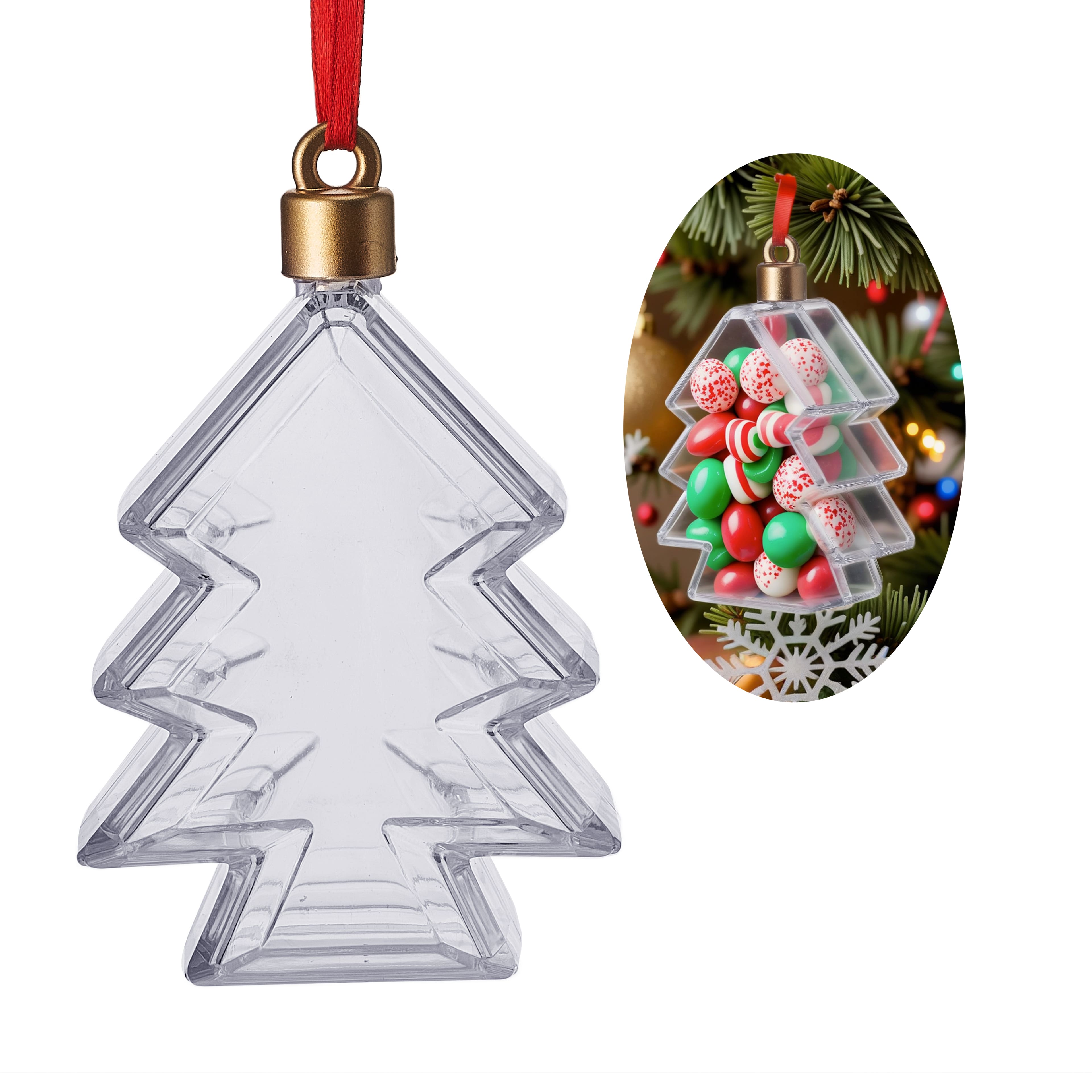 3.5" Clear Fillable DIY Plastic Christmas Tree Ornament by Make Market®