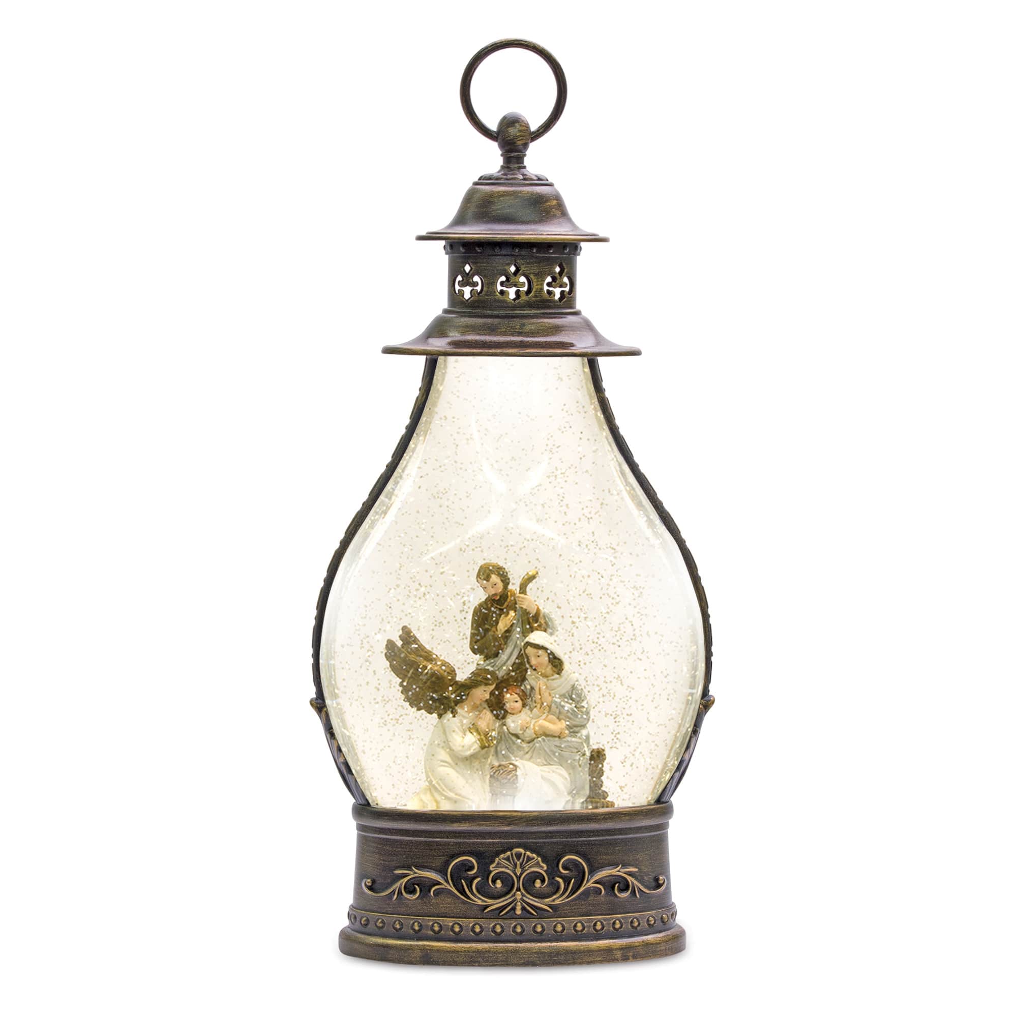 15.5&#x22; LED Holy Family Snow Globe Lantern