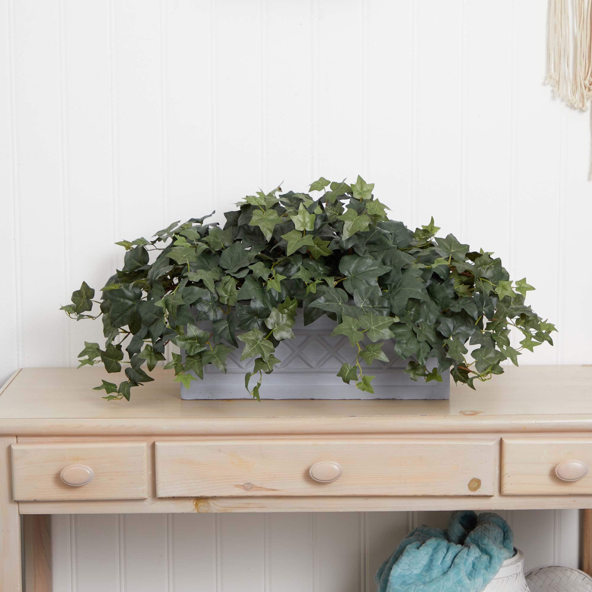 20&#x22; Puff Ivy Plant in Stone Planter