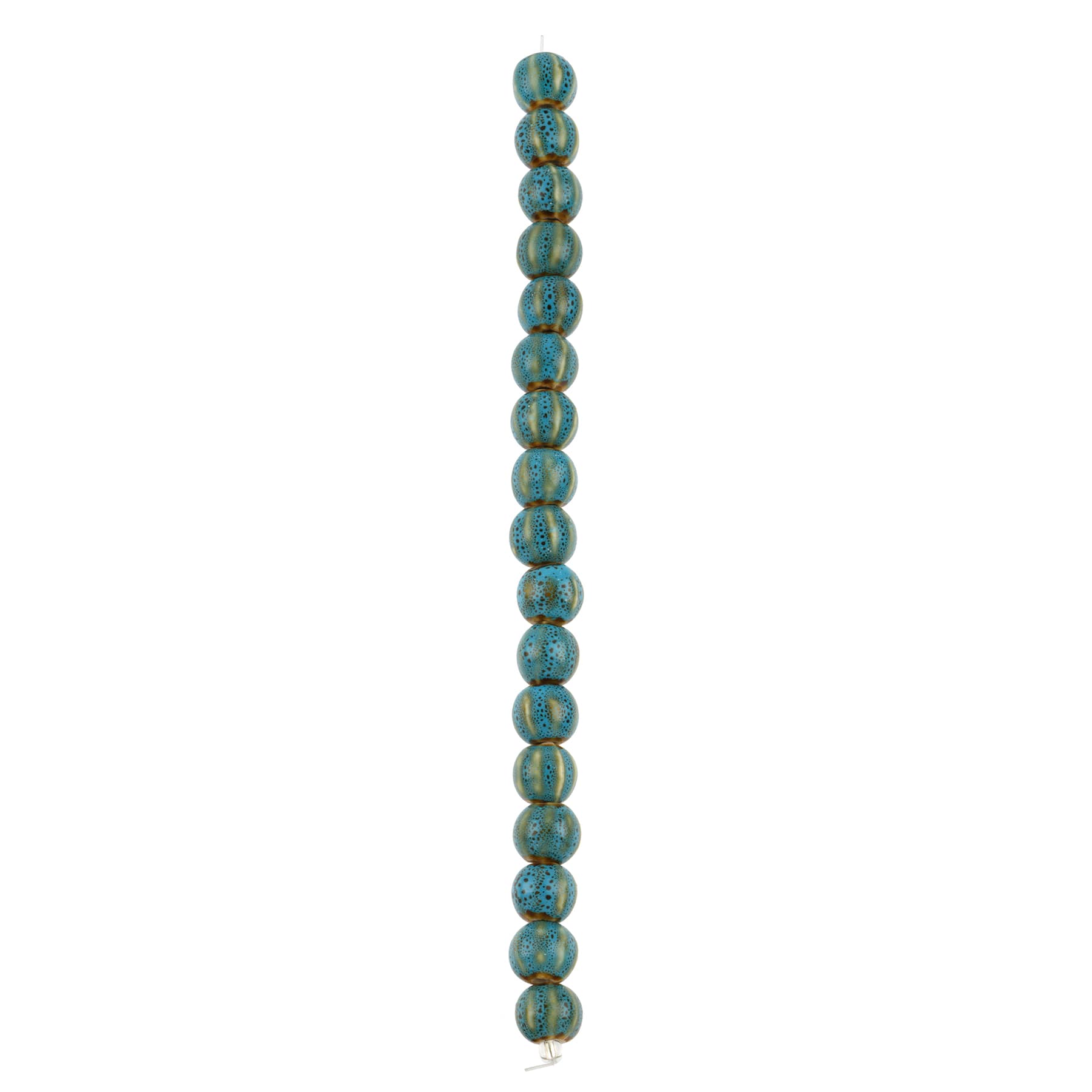 12 Packs: 17 ct. (204 total) Turquoise Ceramic Round Melon Beads, 10mm by Bead Landing™