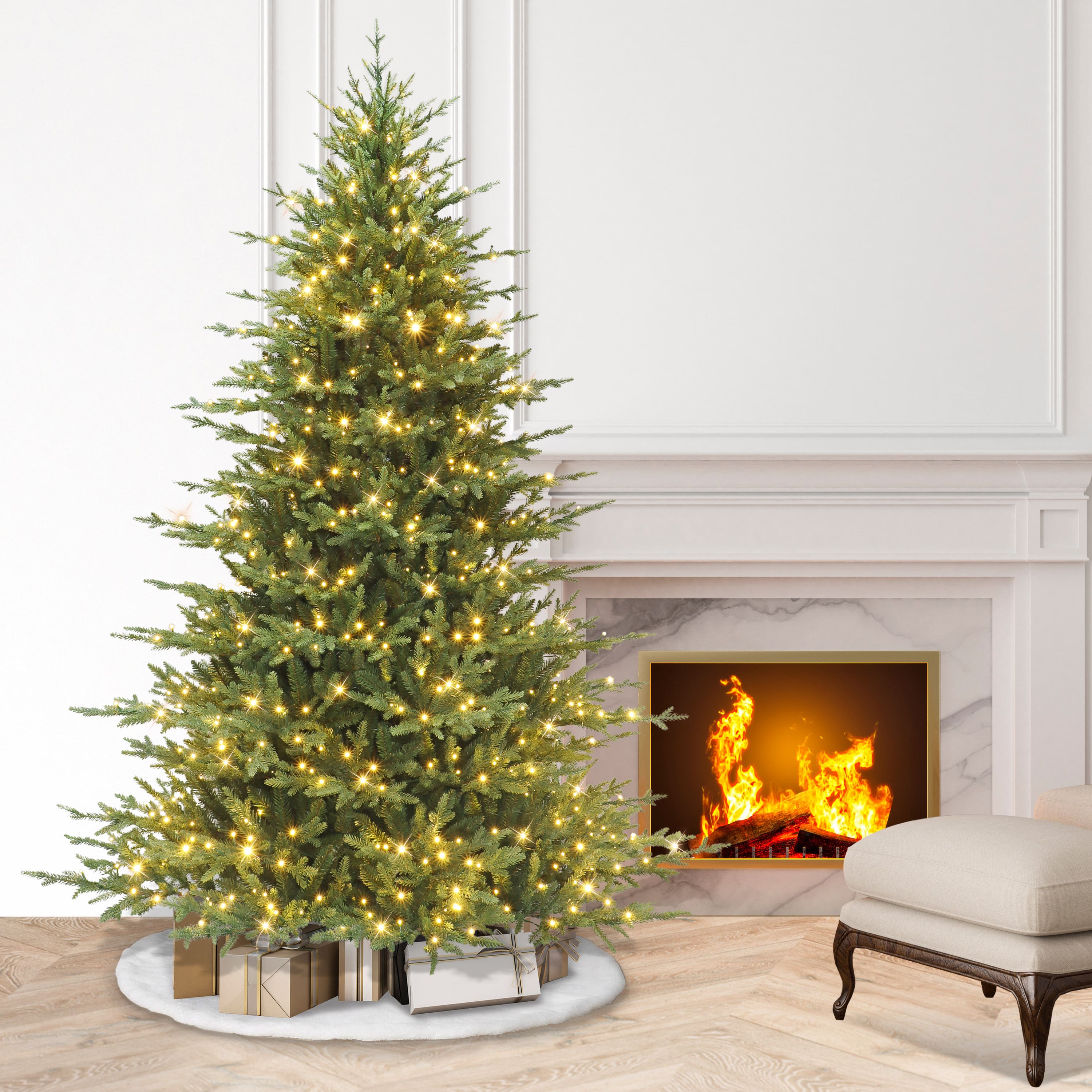 7.5ft. Pre-Lit Dorchester Fir Artificial Christmas Tree, Dual Color LED Lights