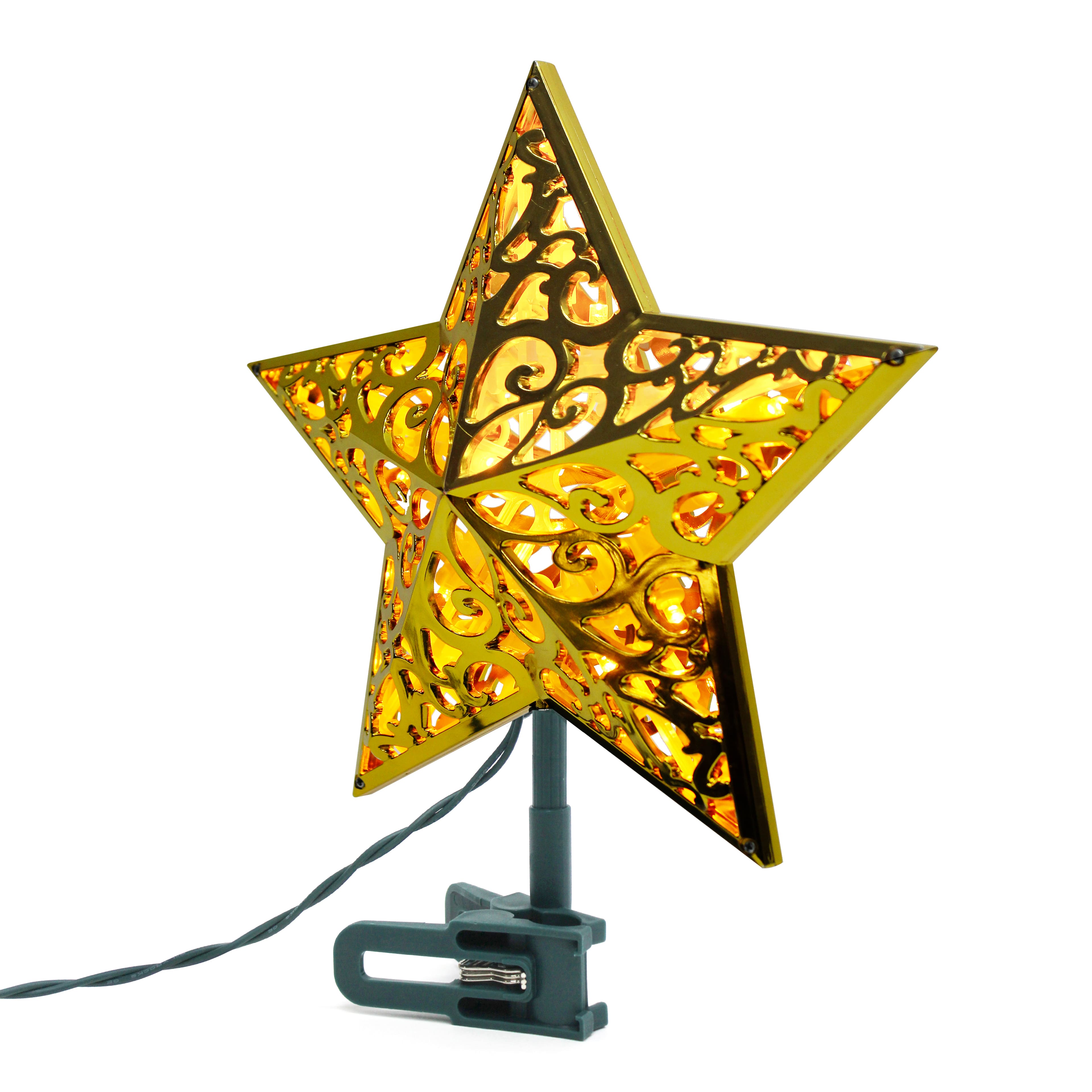 GE StayBright&#xAE; 20ct. Amber LED Gold Star Tree Top