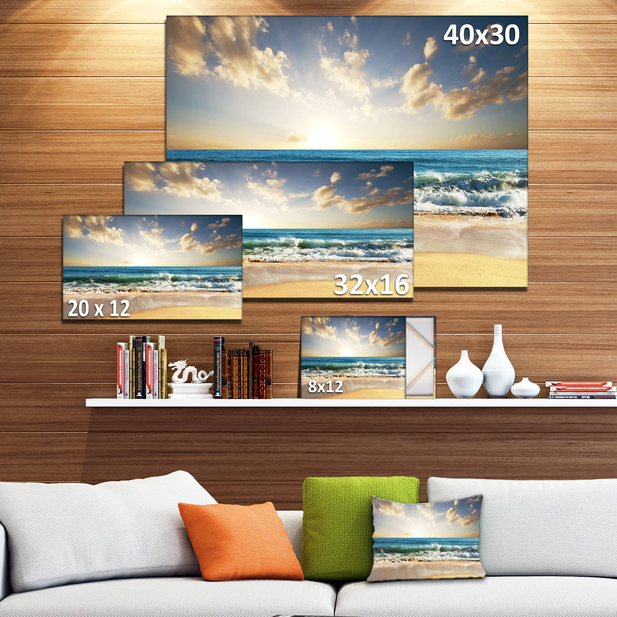 Designart - Cloudy Sky and Vibrant Blue Sea - Seascape Canvas Art Print