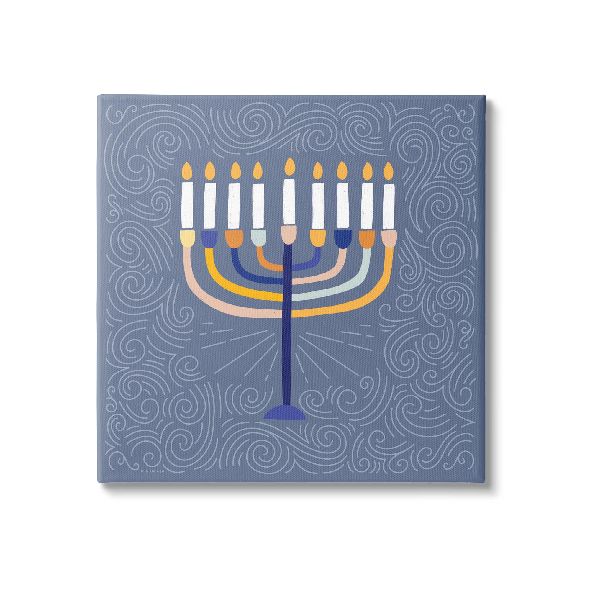 Stupell Industries Patterned Hanukkah Menorah Swirls Canvas Wall Art