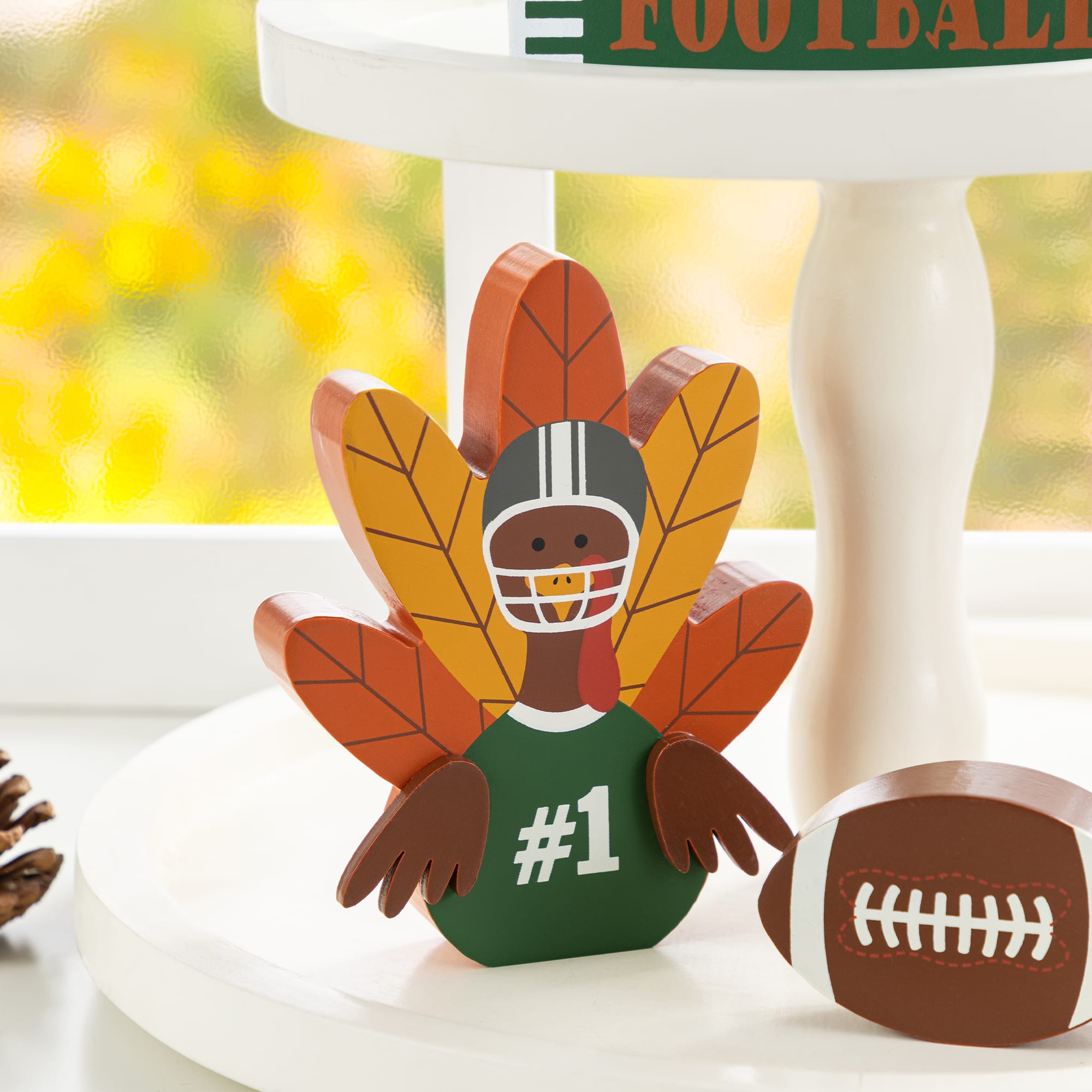 Glitzhome&#xAE; 5.75&#x22;H Thanksgiving Wooden Turkey Table Decor Set