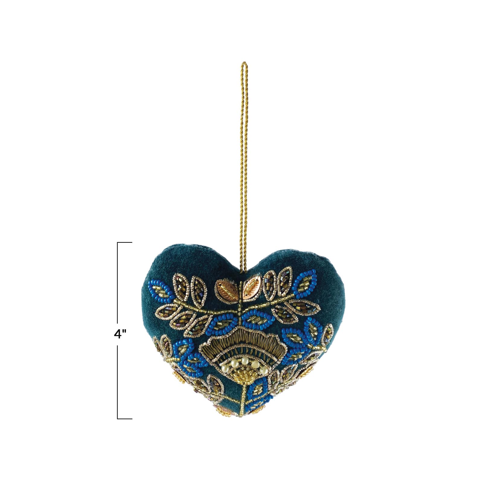 Hello Honey&#xAE; 4&#x22; Multicolor Beaded &#x26; Embroidered Heart Cotton Velvet Ornament