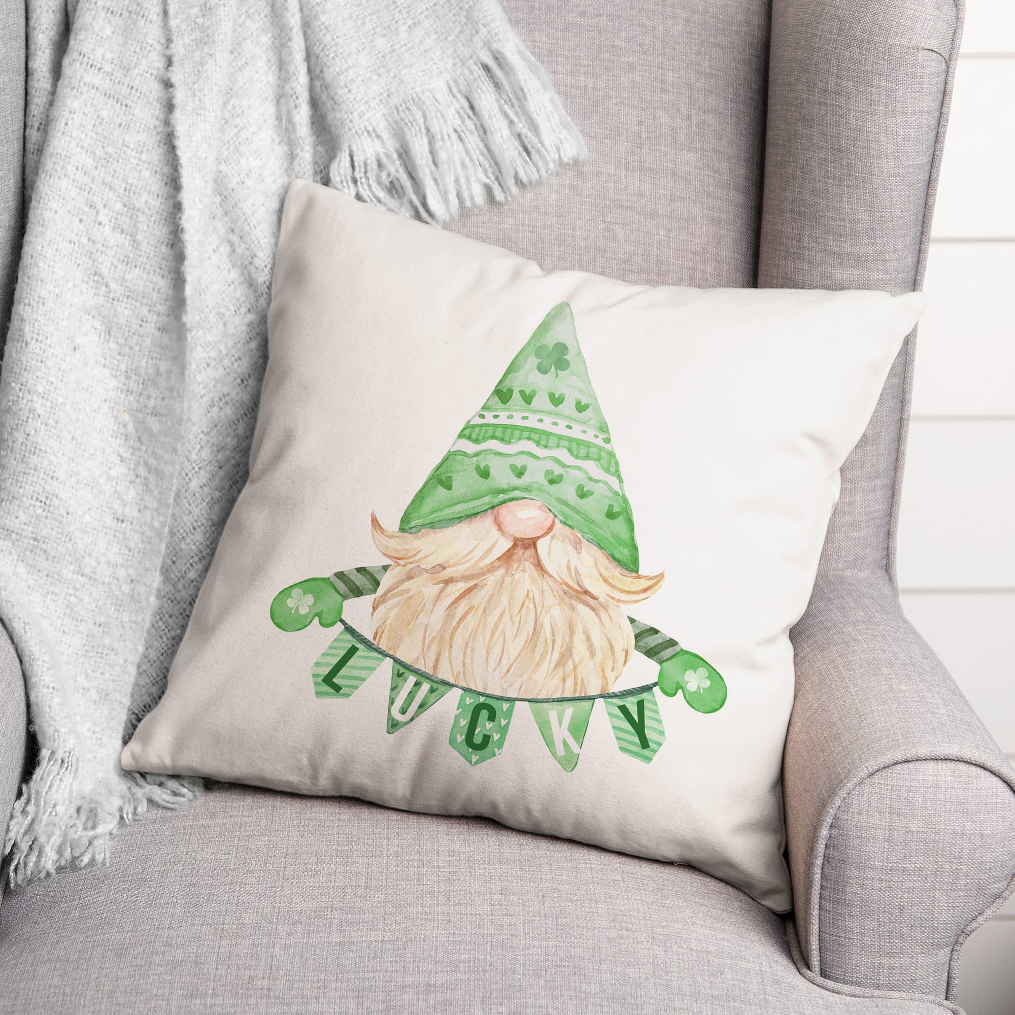 Lucky Leprechaun Banner Pillow 18" x 18" Throw Pillow