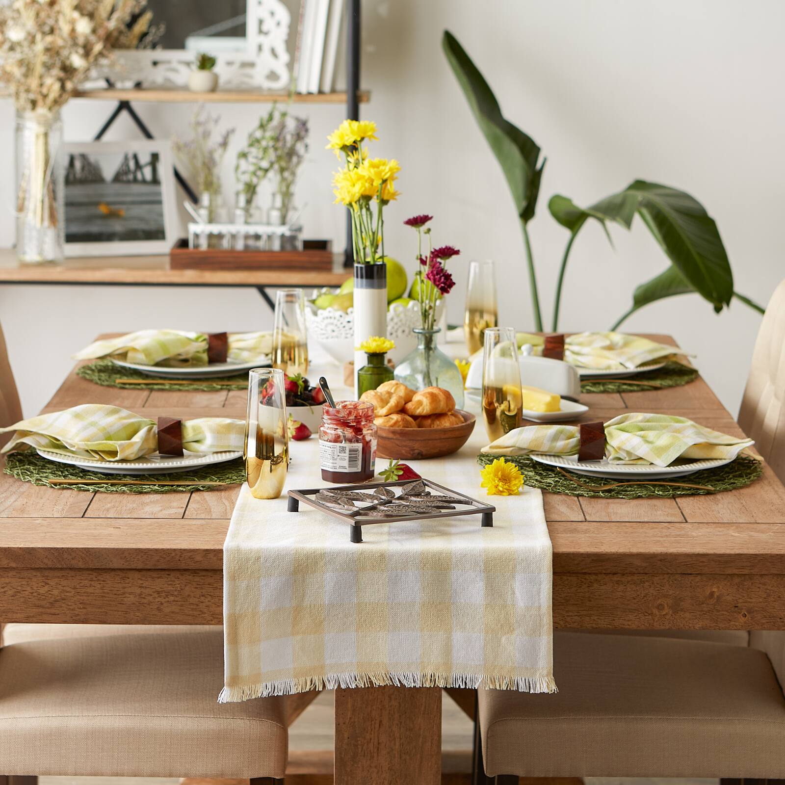 DII® 108" Heavyweight Check Fringed Table Runner