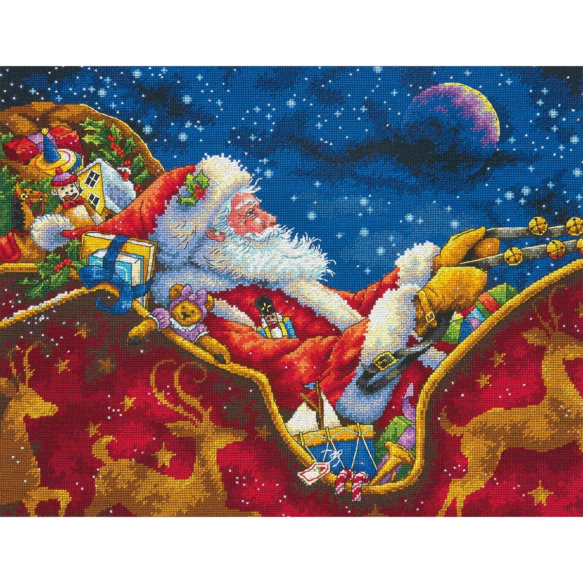 Dimensions&#xAE; Gold Collection Santa&#x27;s Midnight Ride Counted Cross Stitch Kit