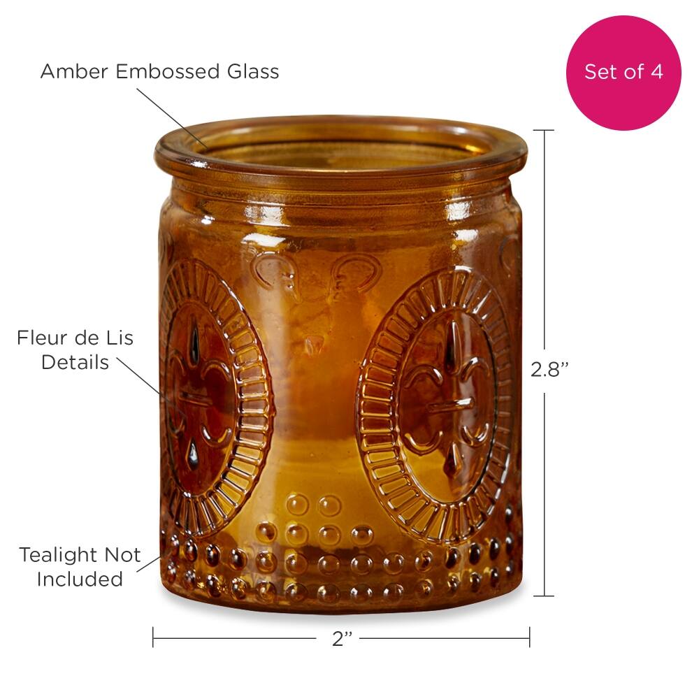 Kate Aspen® Vintage Amber Glass Tea Light Holder, 4ct.