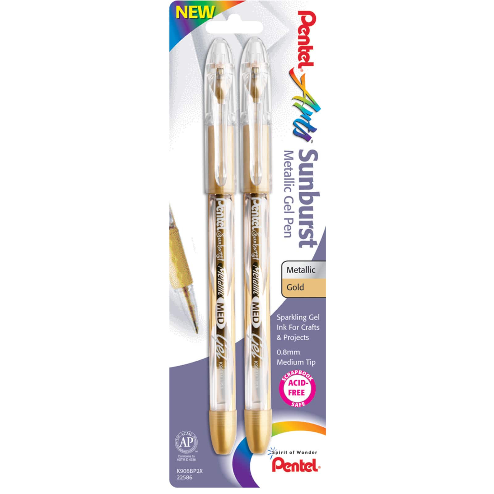 Pentel® Sunburst™ Metallic Gold Gel Pen, 2ct.