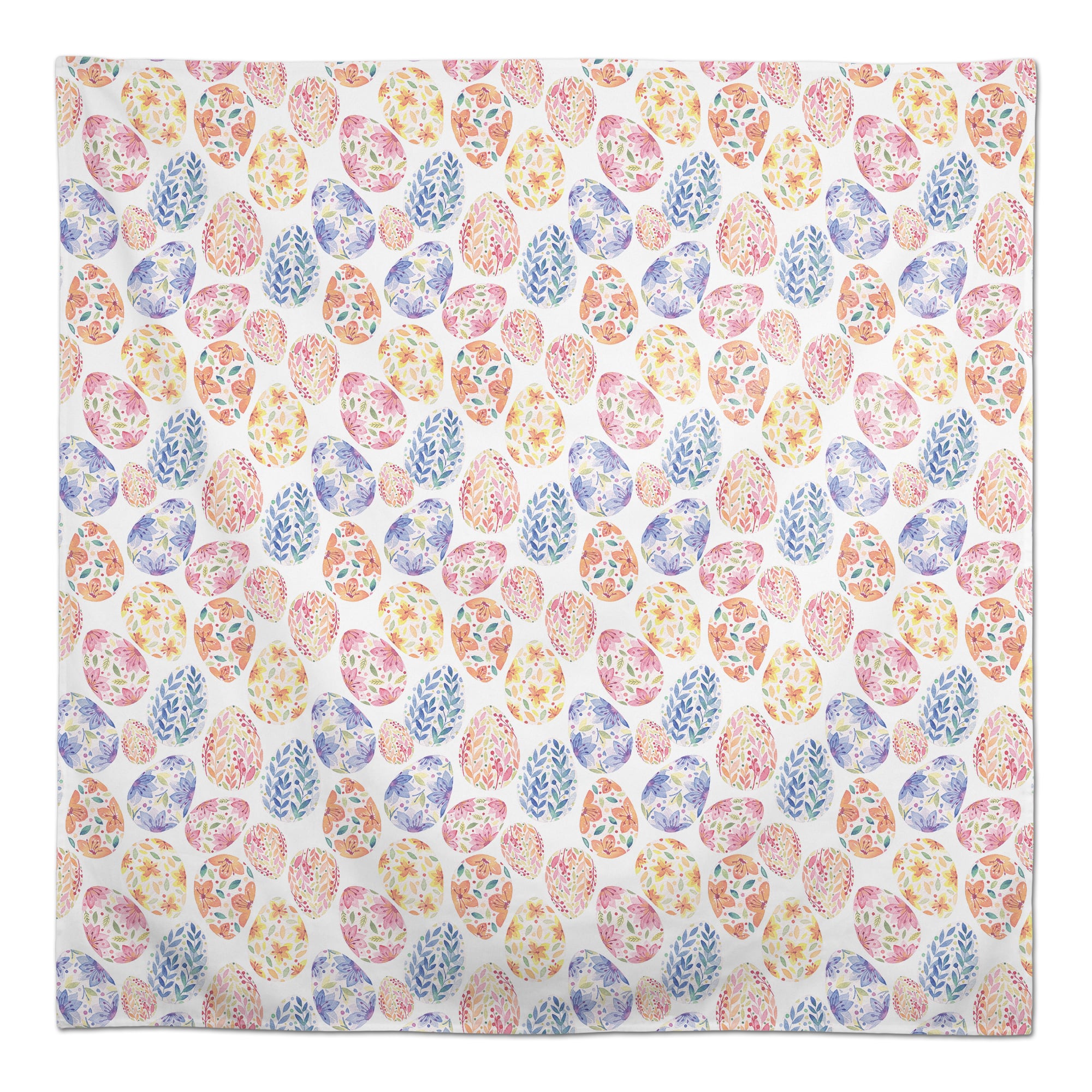 Colorful Floral Easter Eggs 58" x 58" Tablecloth