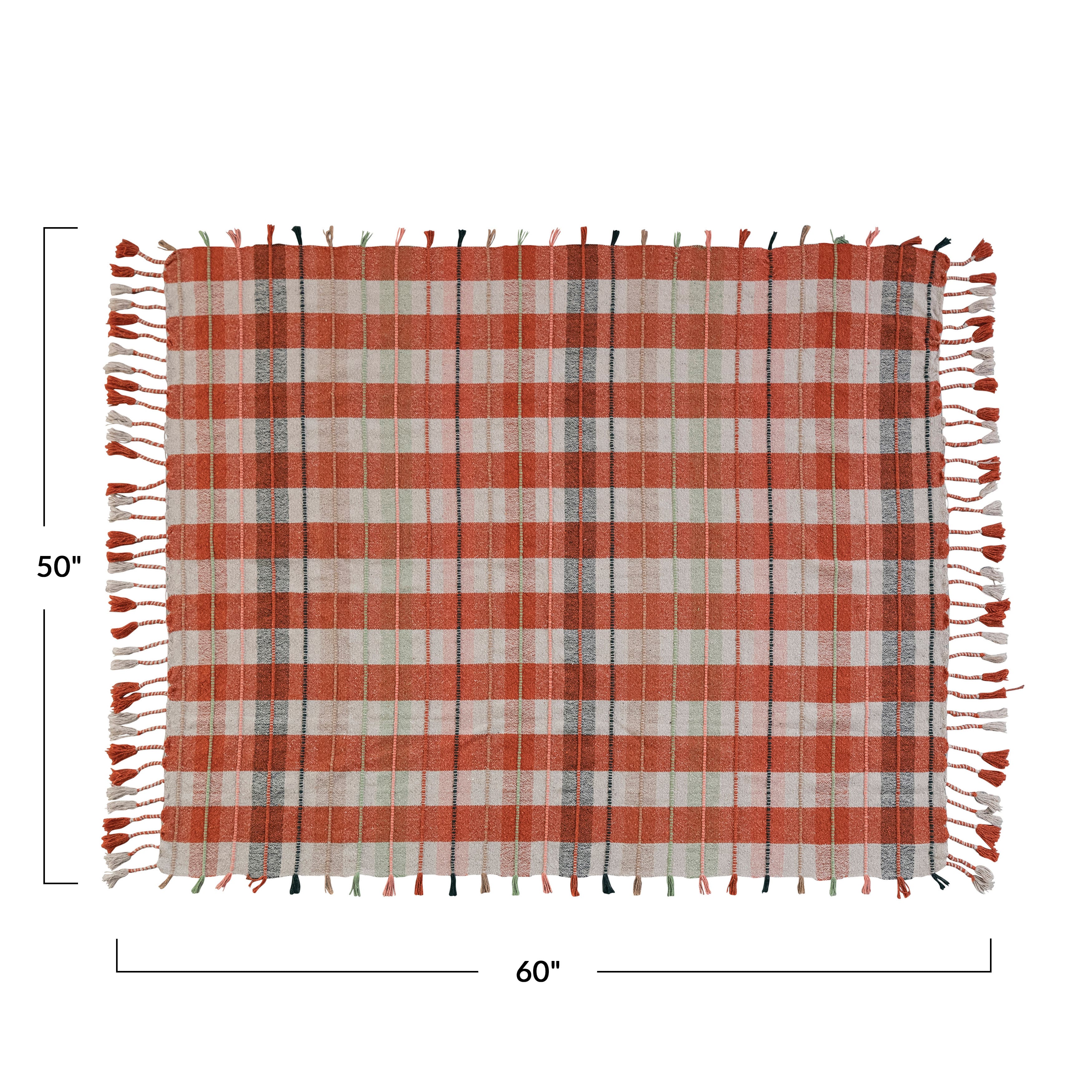 Warm Tone Plaid Cotton Blend Throw Blanket