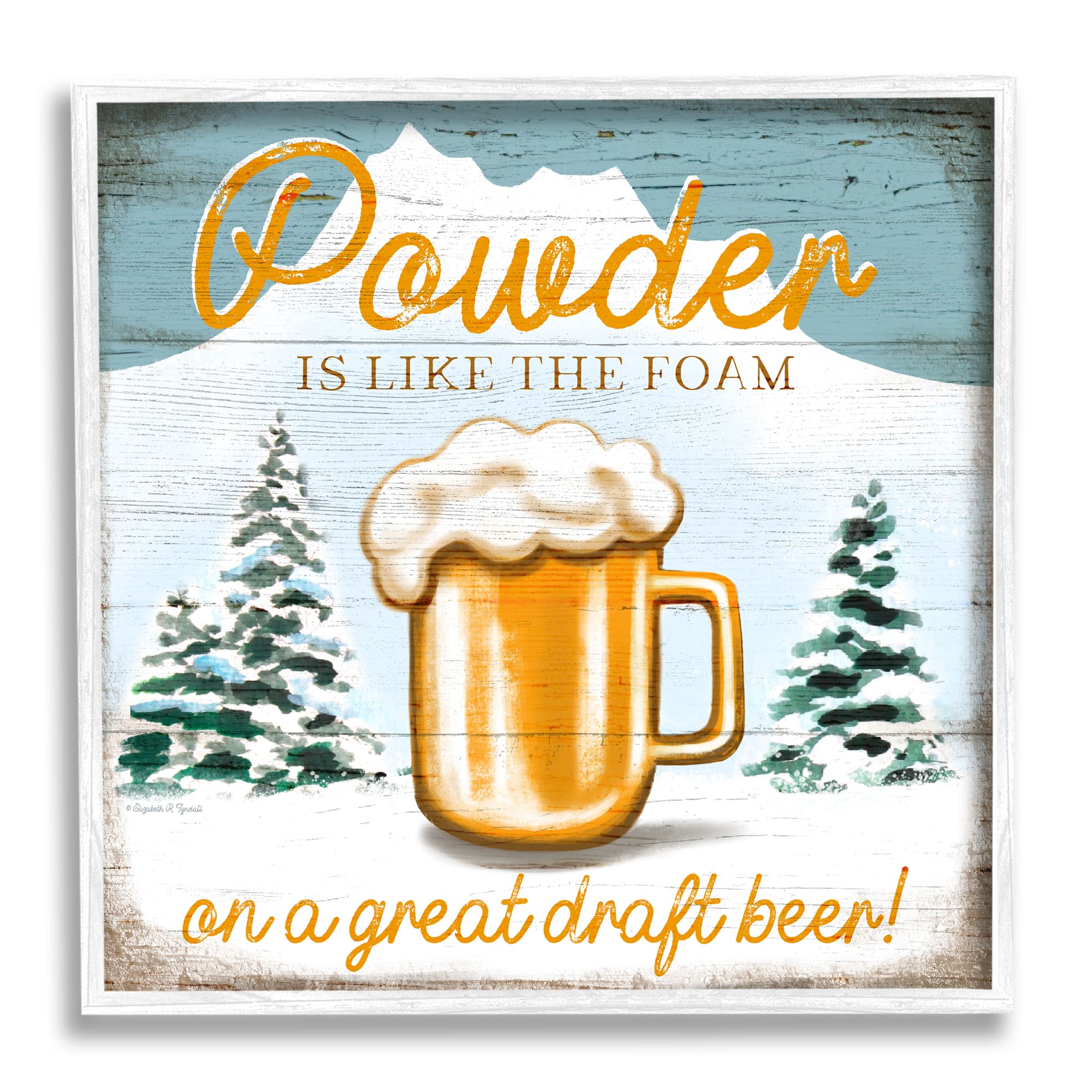 Stupell Industries Powder Like Foam Phrase Winter Mountain Beer Glass Framed Wall Art