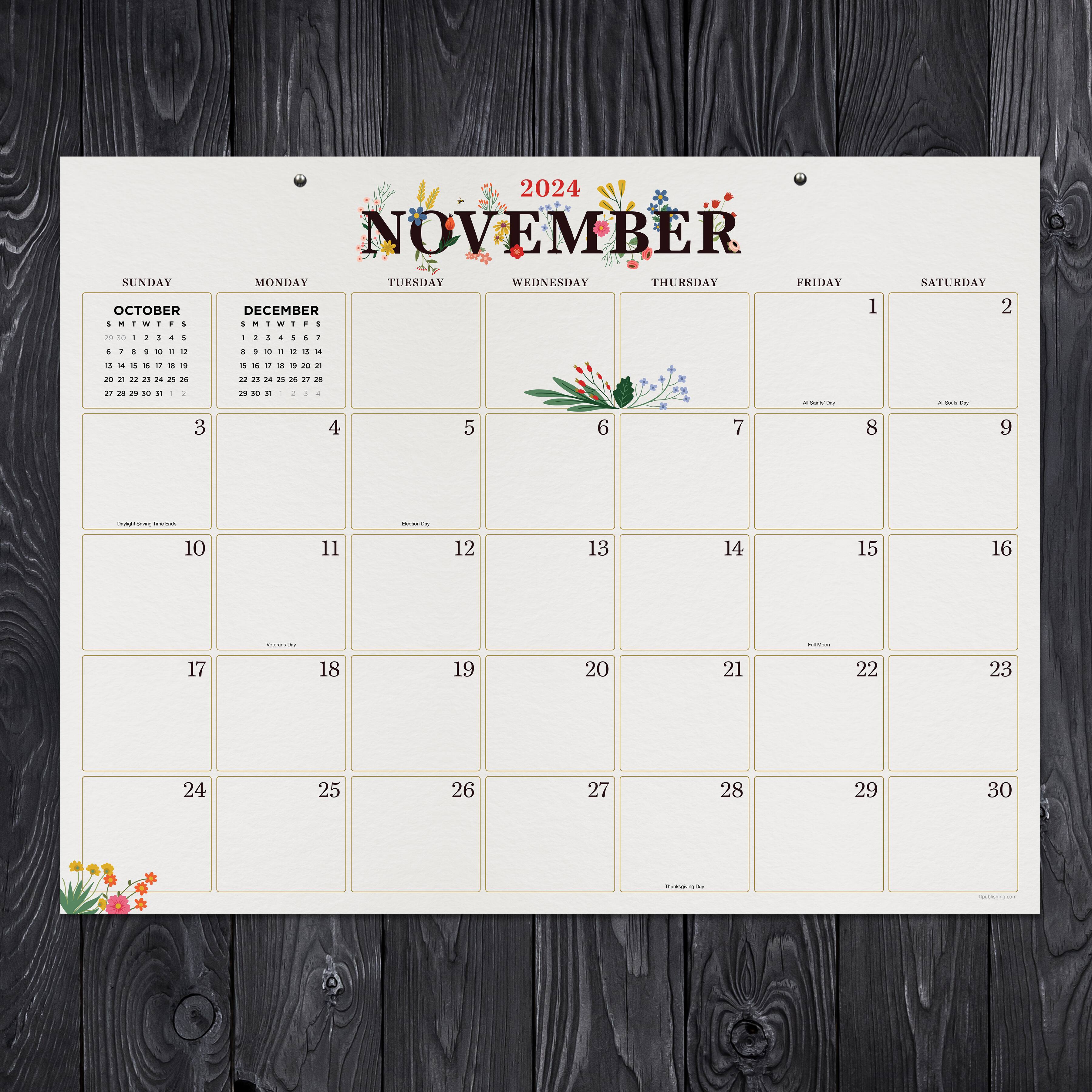 TF Publishing 2024-2025 Large Floral Desk Pad Calendar
