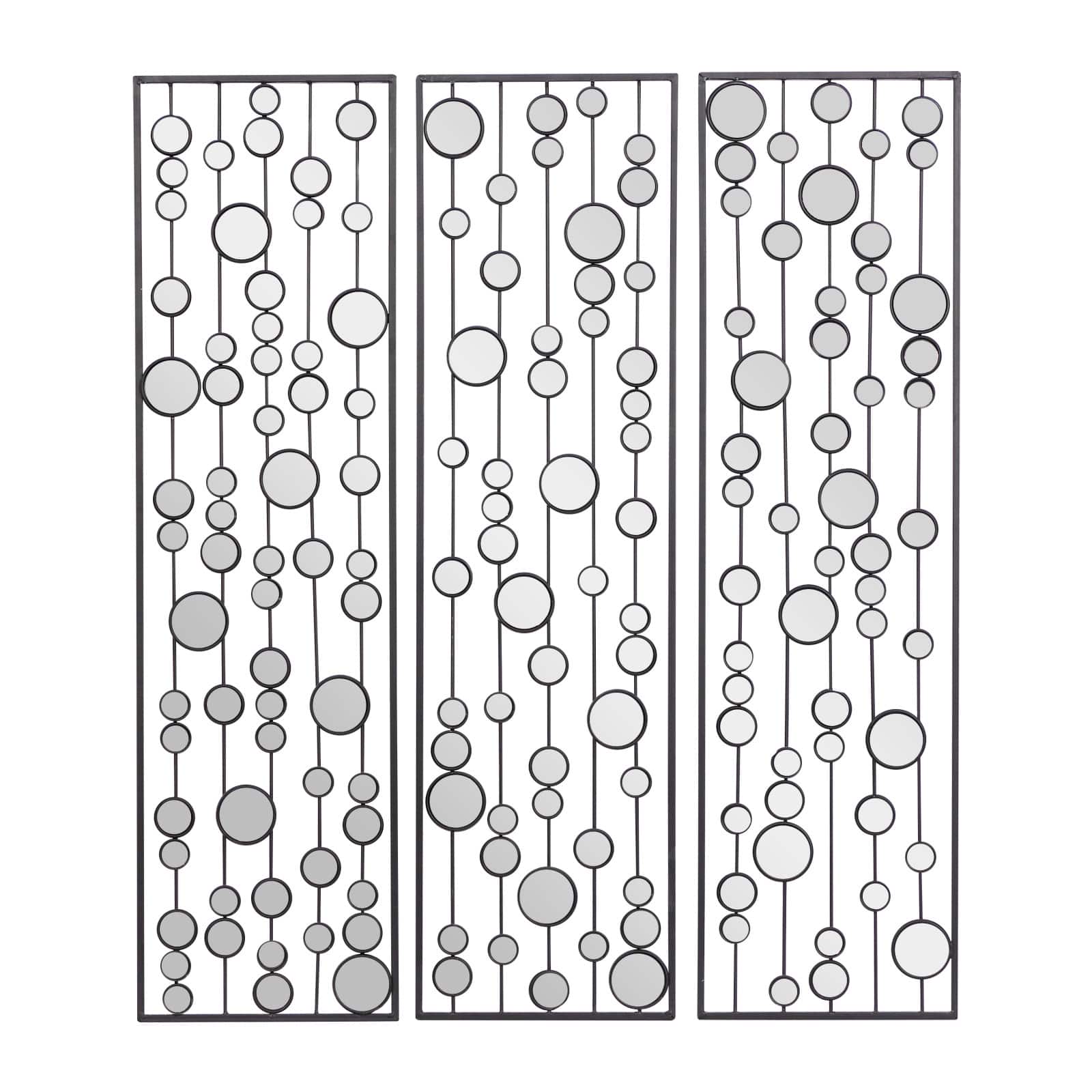 36" Black Metal Glam Abstract Panel Wall Décor Set, 3ct.