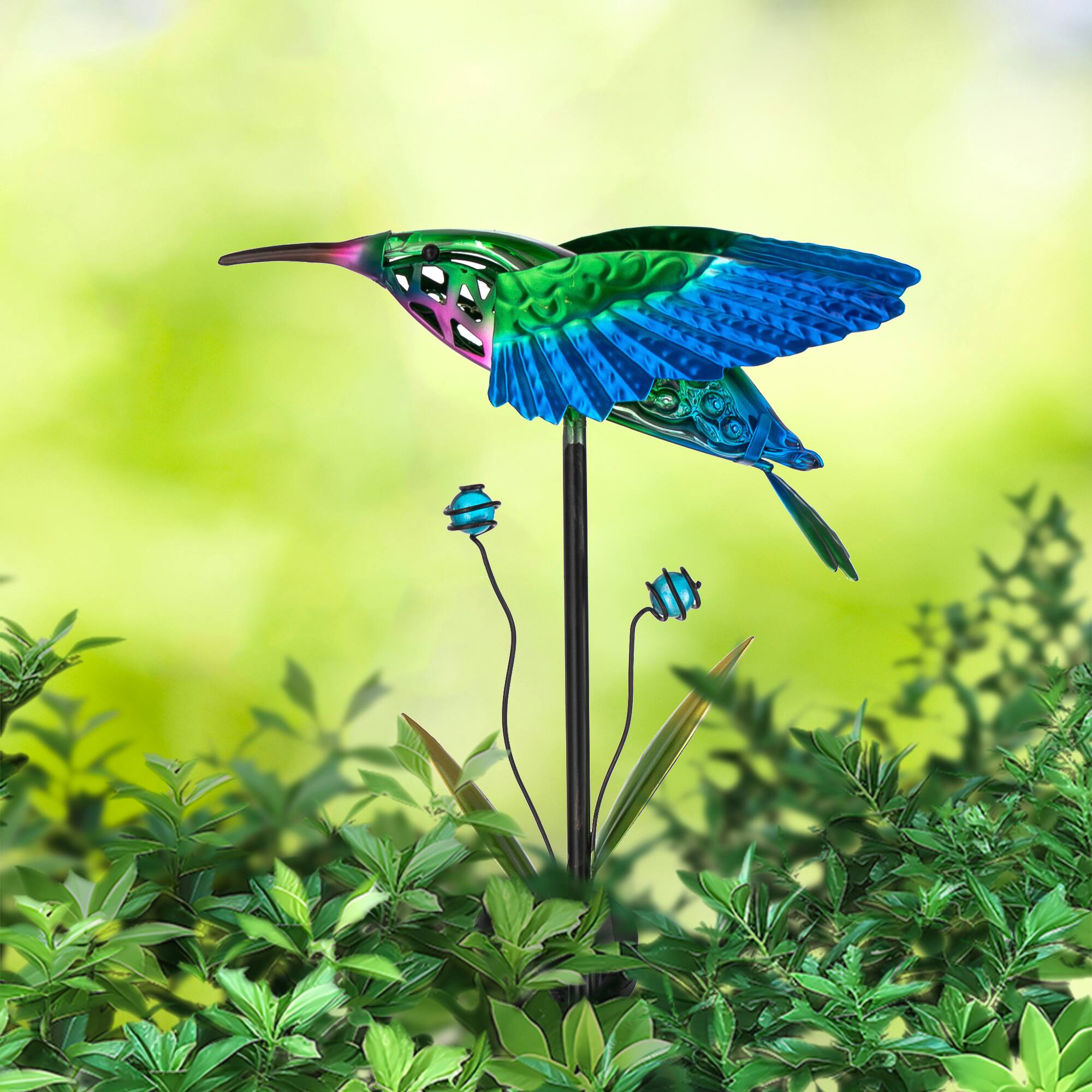 Glitzhome&#xAE; 36&#x22; Solar Lighted Hummingbird Garden Stake