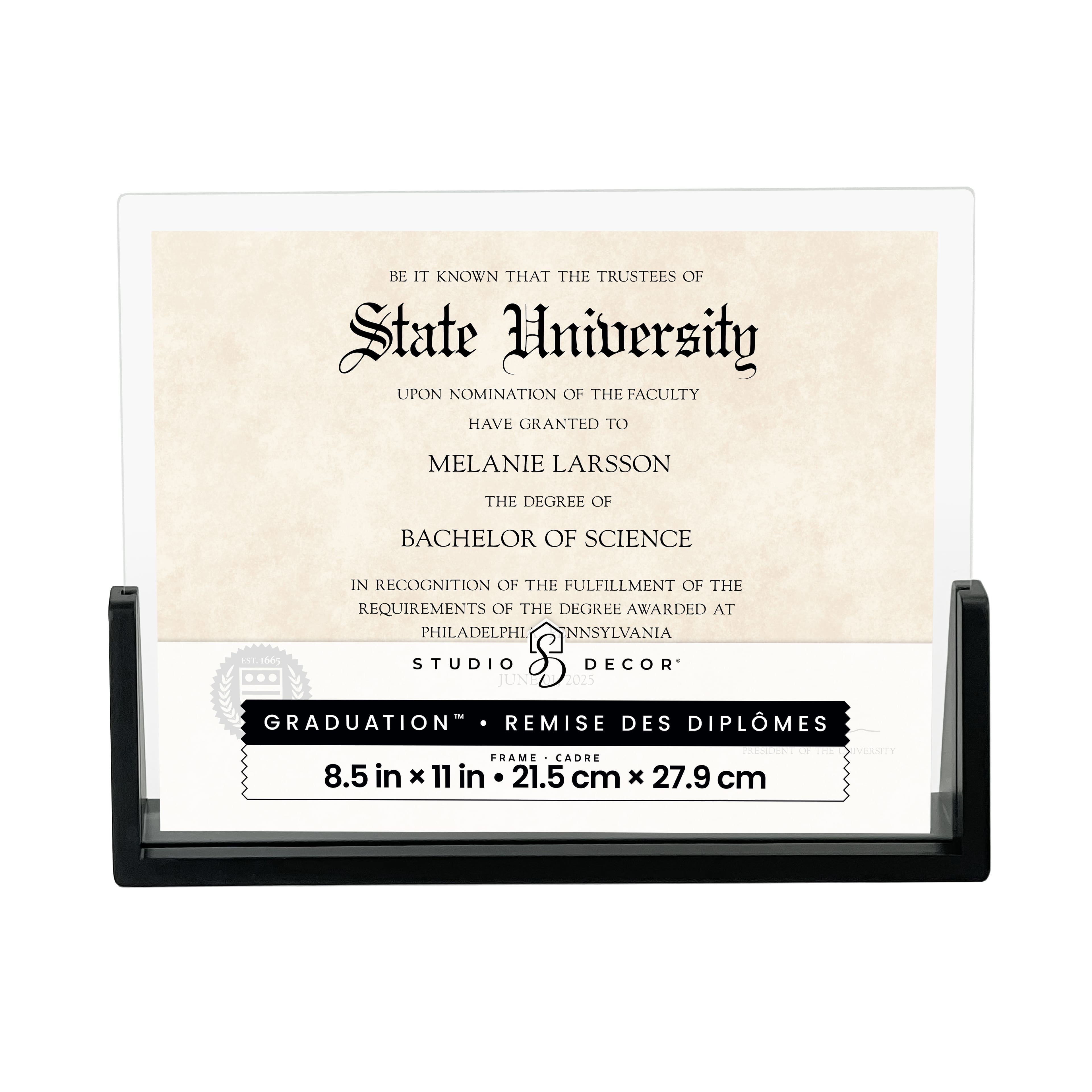 Graduation&#x2122; 8.5&#x22; x 11&#x22; Black Document Tabletop Float Frame by Studio D&#xE9;cor&#xAE;