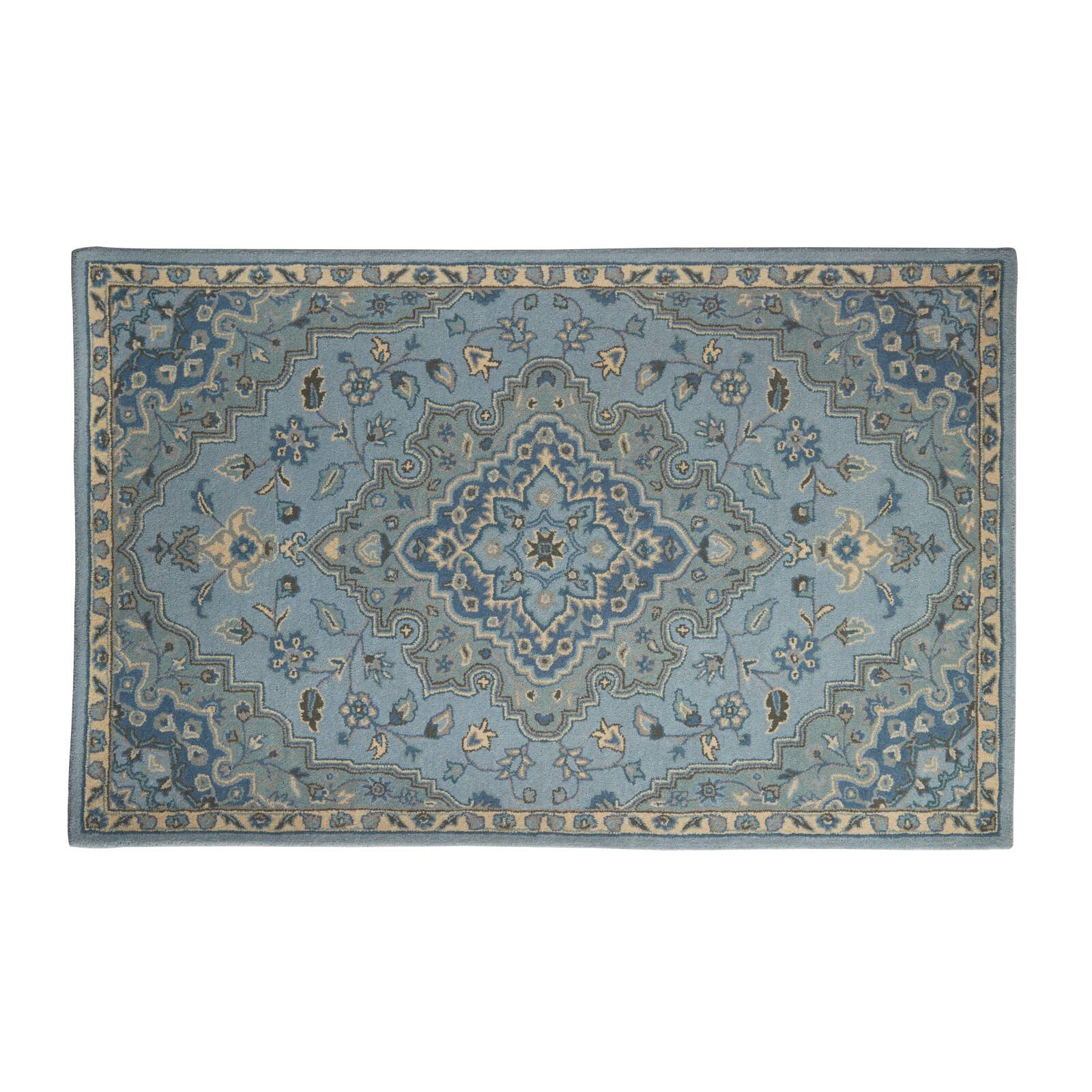 Blue Wool Traditional Hand Tufted Rug