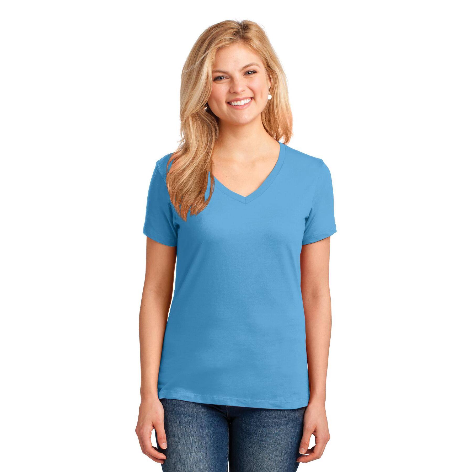 Port & Company® Brights Core Cotton V-Neck Ladies T-Shirt