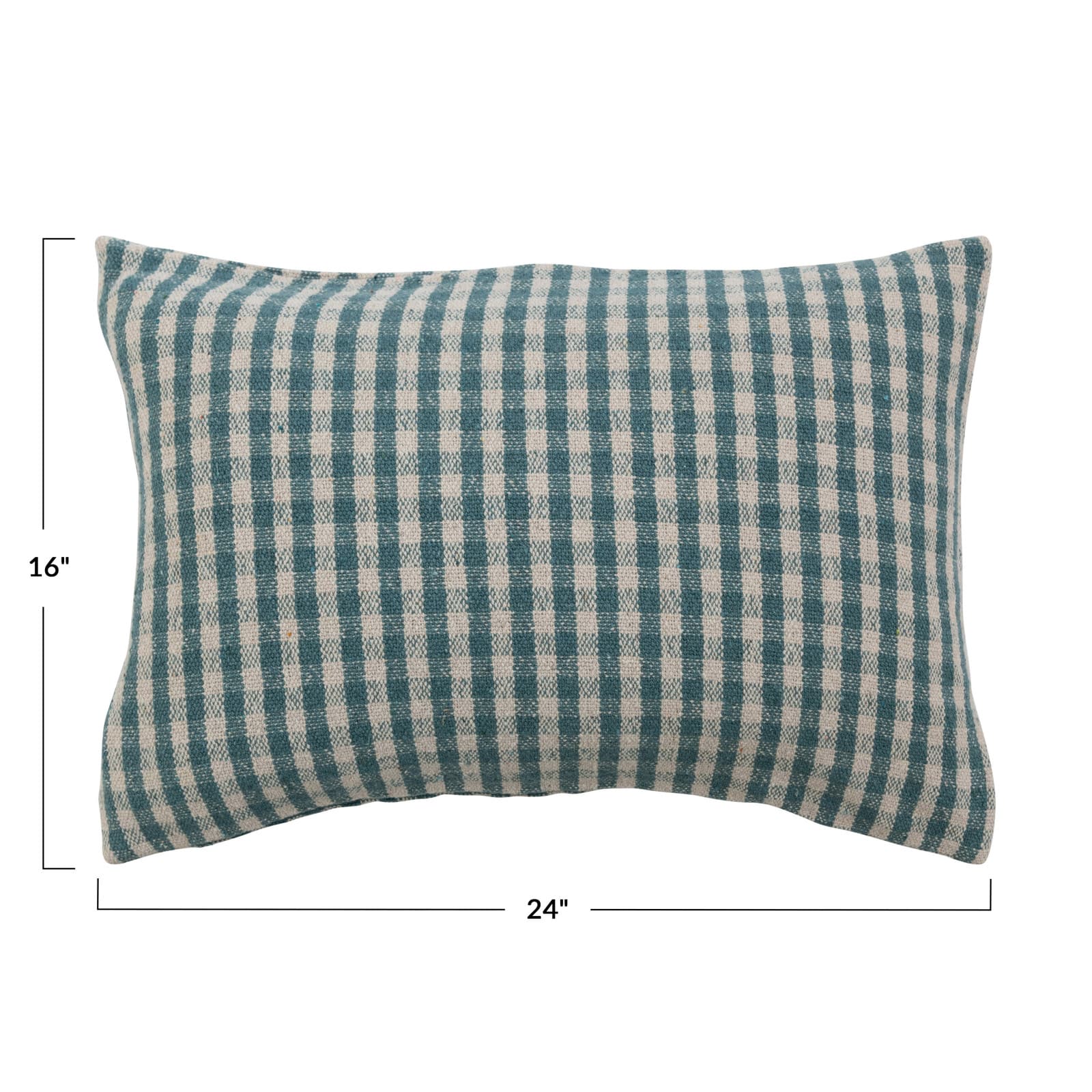 Gingham Woven Recycled Cotton Blend Lumbar Pillow Cover