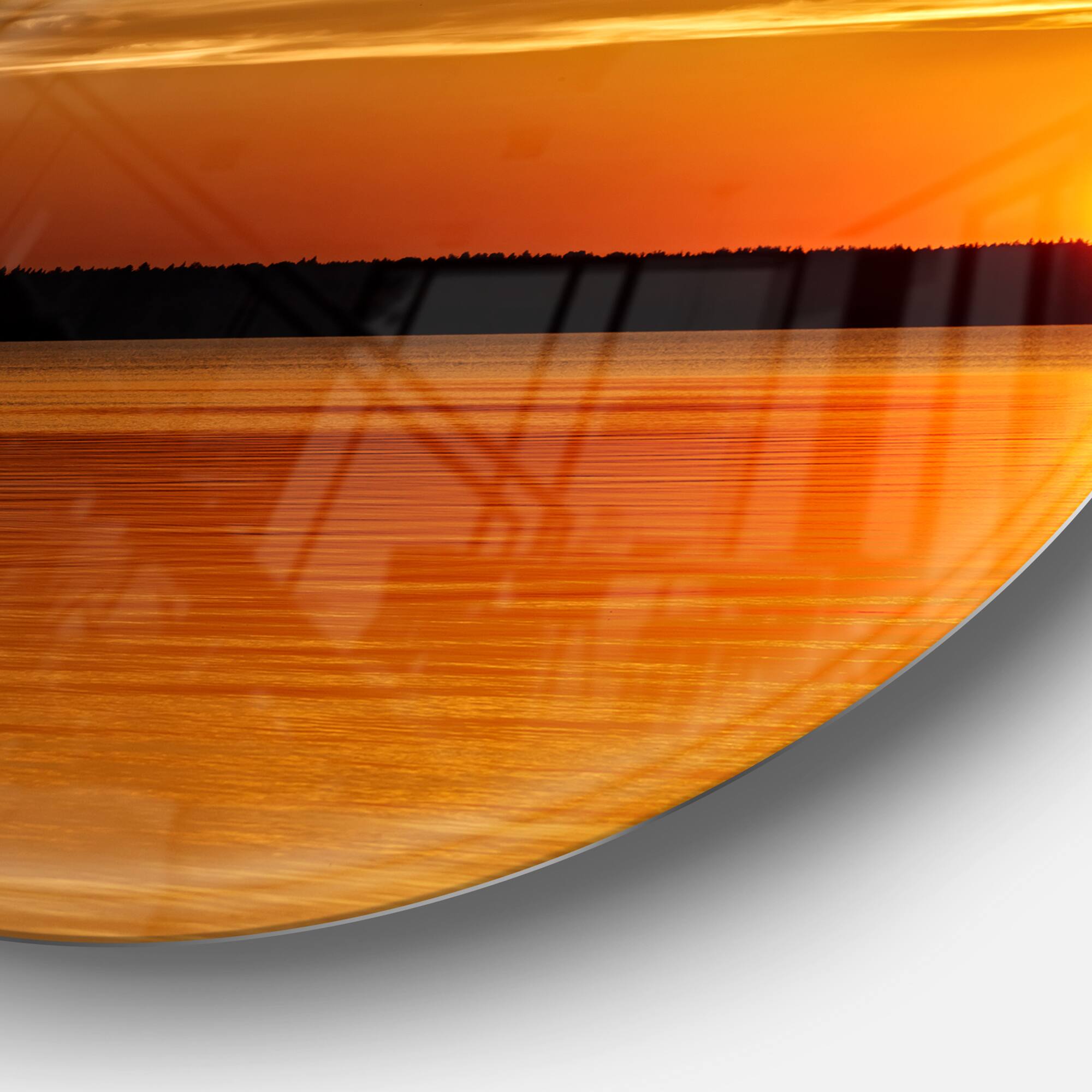 Designart - Day and Night Seascape Panorama' Seashore Metal Circle Wall Art