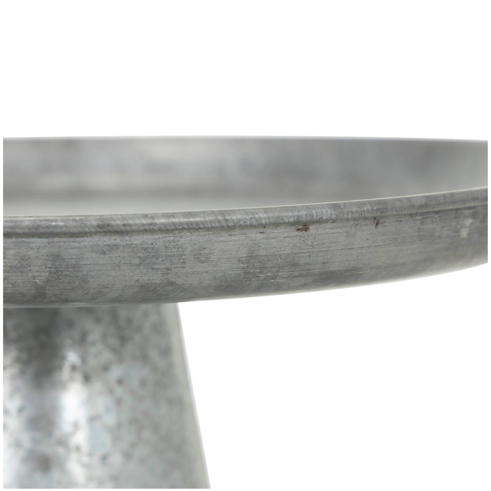 16" Gray Metal Galvanized Cake Stand