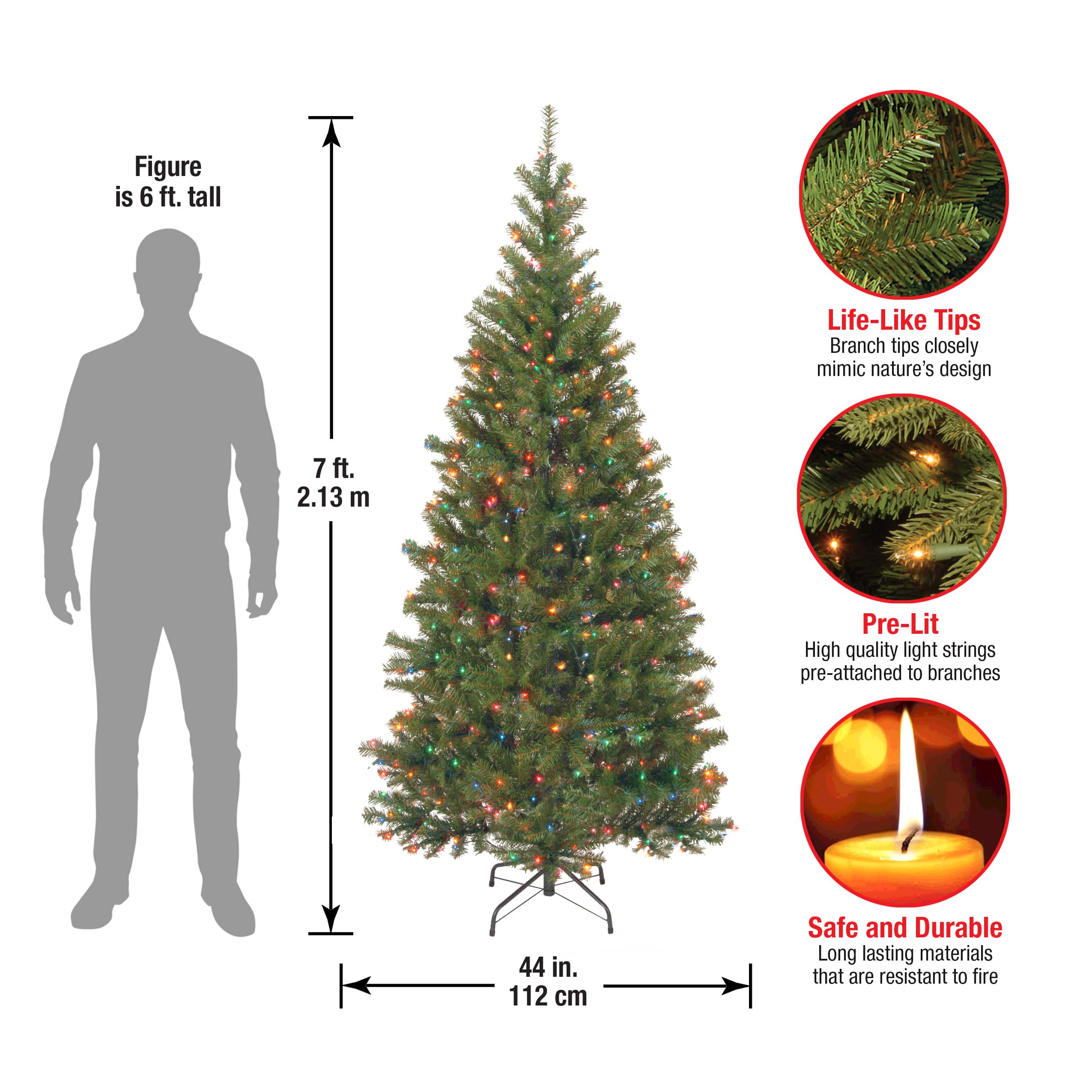 7 ft. Pre-lit Aspen Spruce Full Artificial Christmas Tree, Multicolor Lights