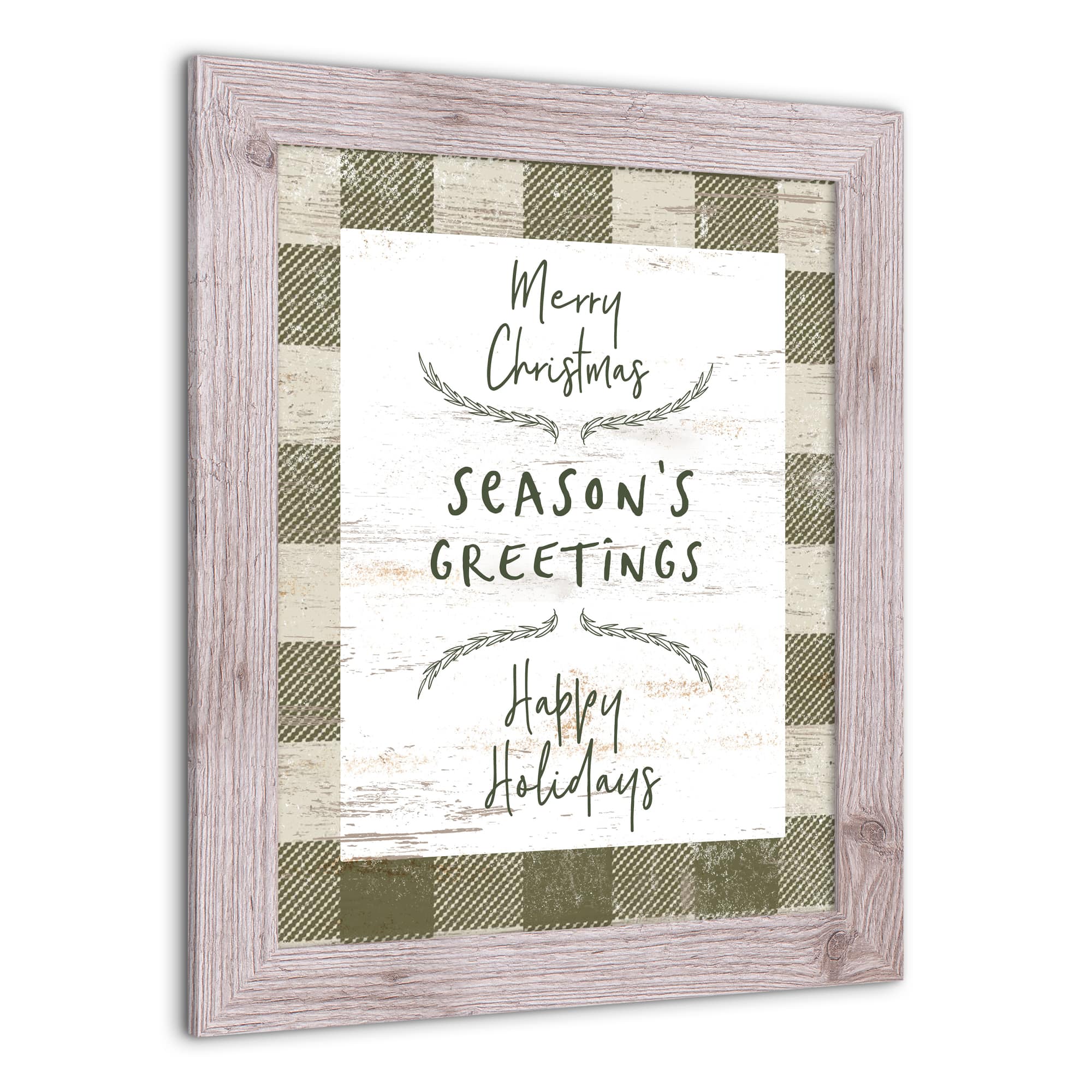 Buffalo Check Holiday Phrases Print in Western White Frame
